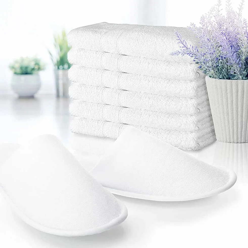 Kiuiom Pantofole Antiscivolo Riutilizzabili Lavabili 4 Paia Unisex Bianco