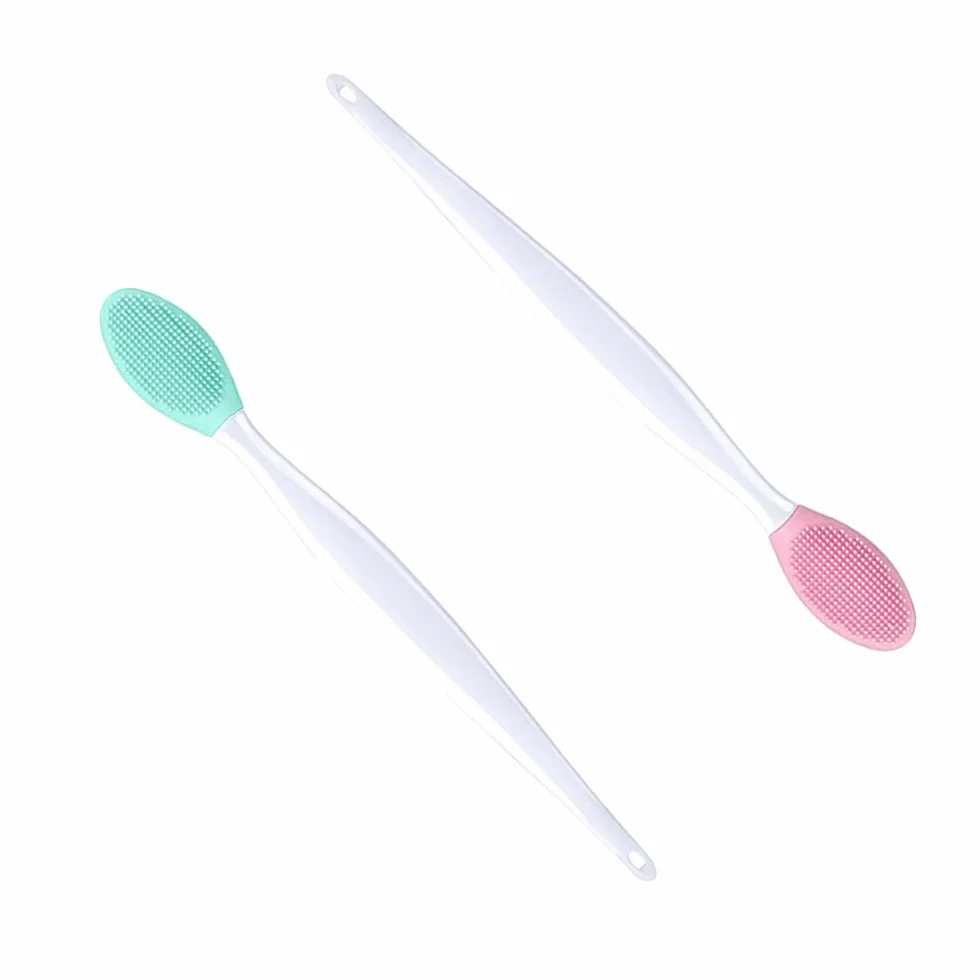 Pennello Esfoliante per Labbra in Silicone, 2 Pcs Pennelli per Labbra in Silicone, Spazzole per Labbra Morbido a Doppia Faccia, Spazzola Esfoliante per Labbra