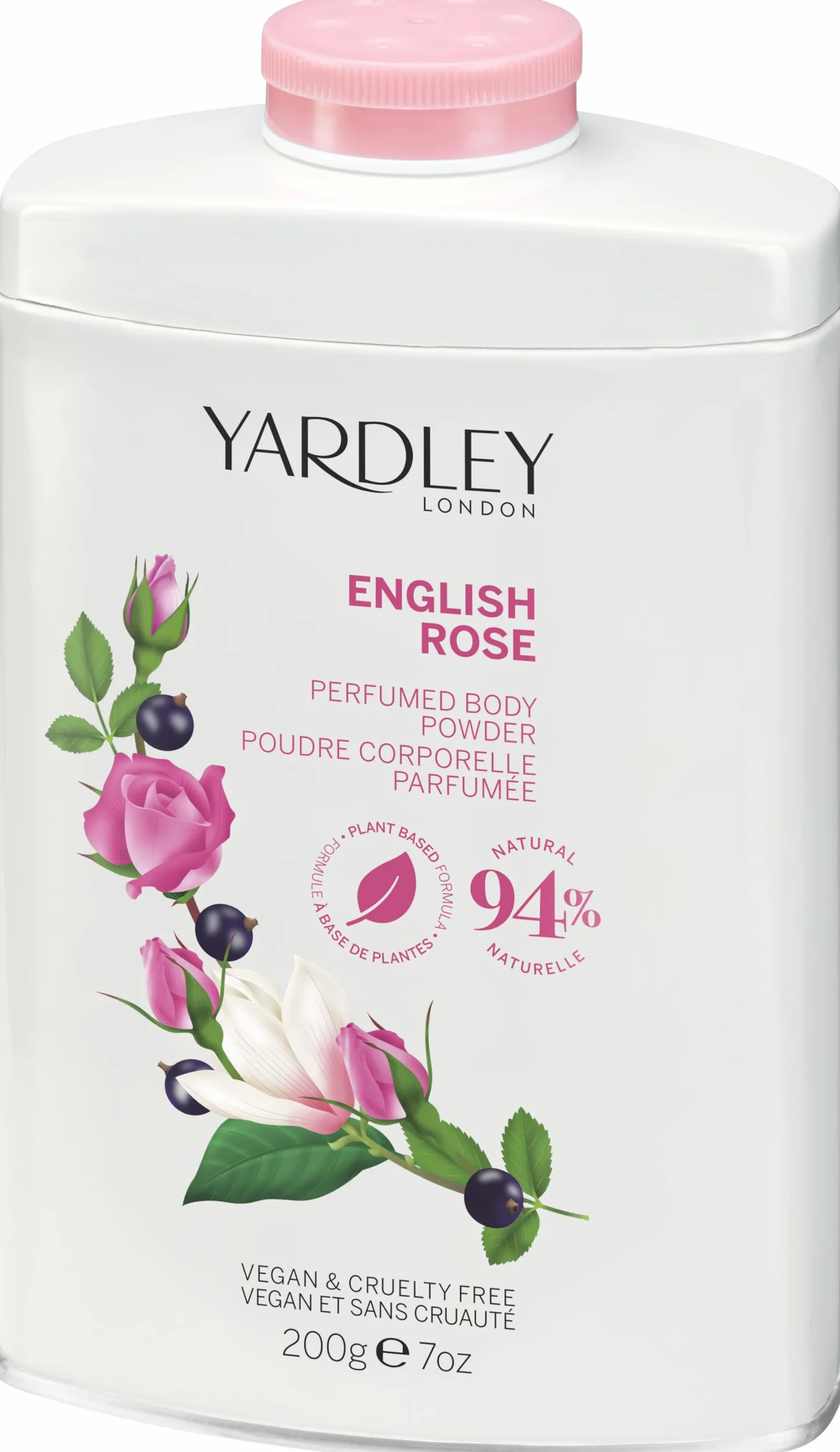 Yardley London Polvere per il Corpo Profumata alla Rosa Inglese, Talco per Donne per Aiutare con il Controllo Degli Odori e Sfregamenti, Polvere per Spolverare alla Rosa Inglese 200g
