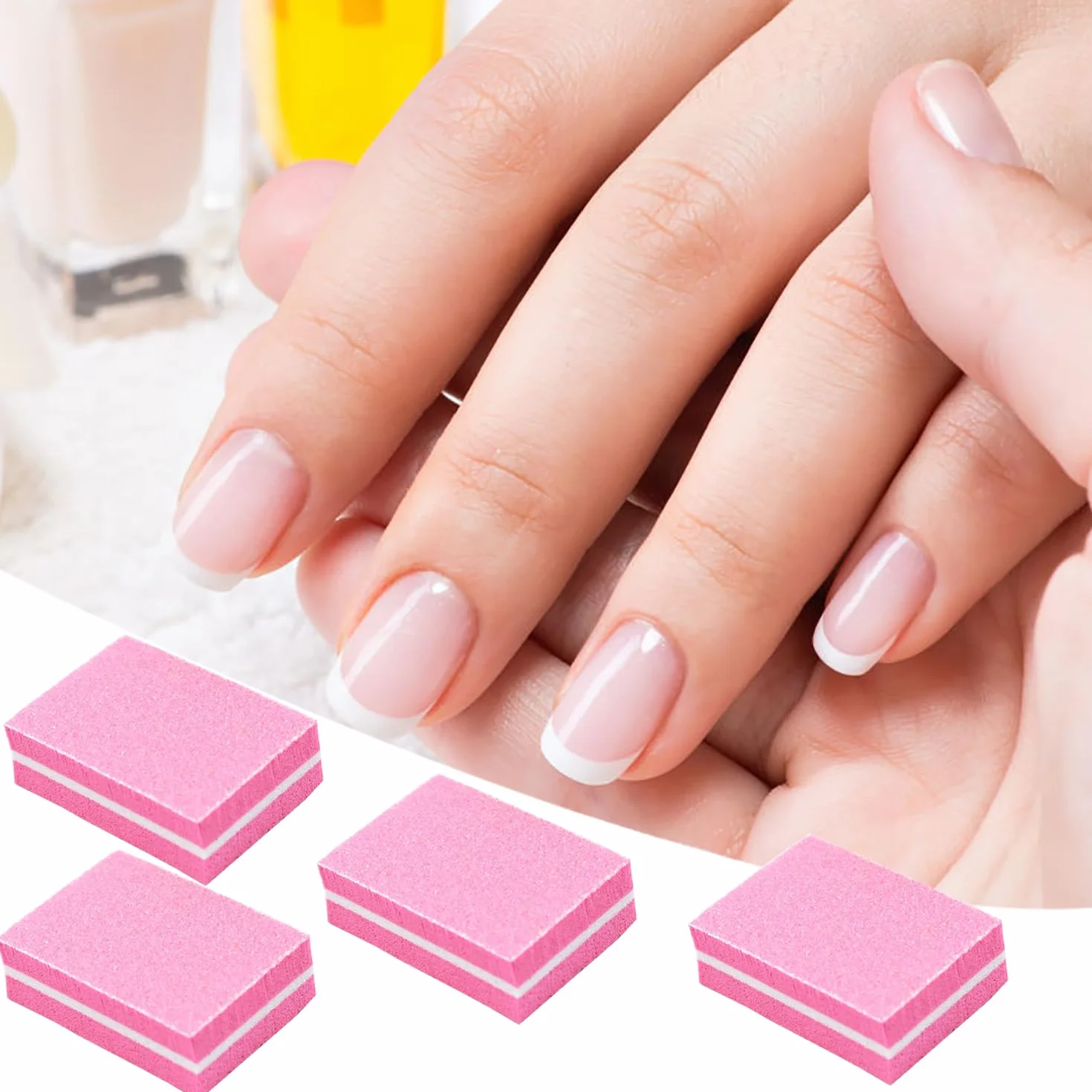 30 Pezzi Buffer per Unghie, Nail Buffer Quadrato Spugna Buffer Unghie Professionale, Adatti per Unghie in Gel e Unghie Acriliche(Rosa)