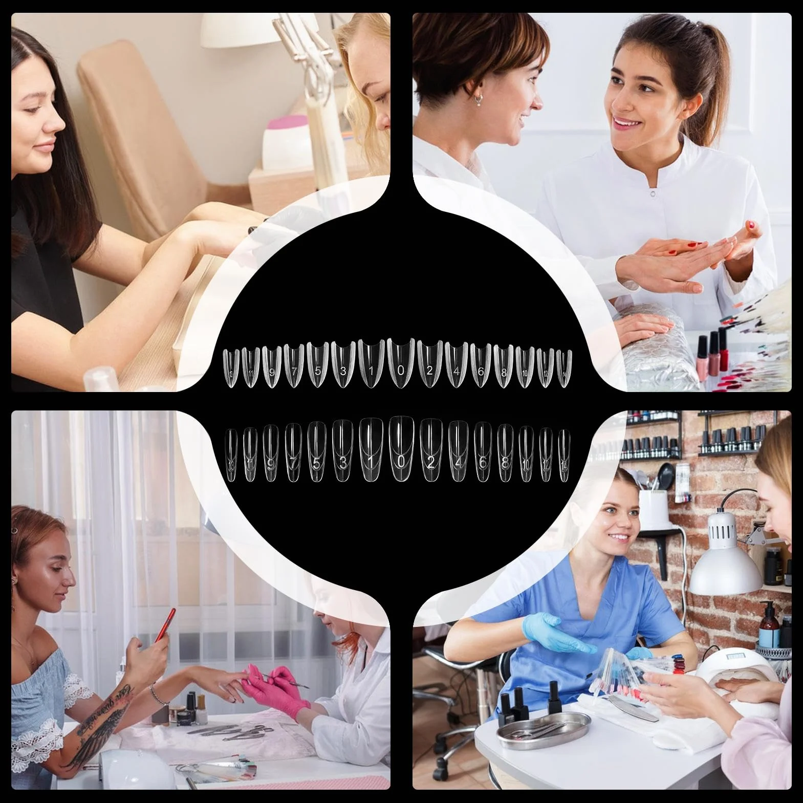 Modulo per punte unghie in gel 240Pc | Forme unghies duali sandwich | Forma unghie gel costruttore | Stampis stile francese forme estensione unghies artistiche per un design manicure