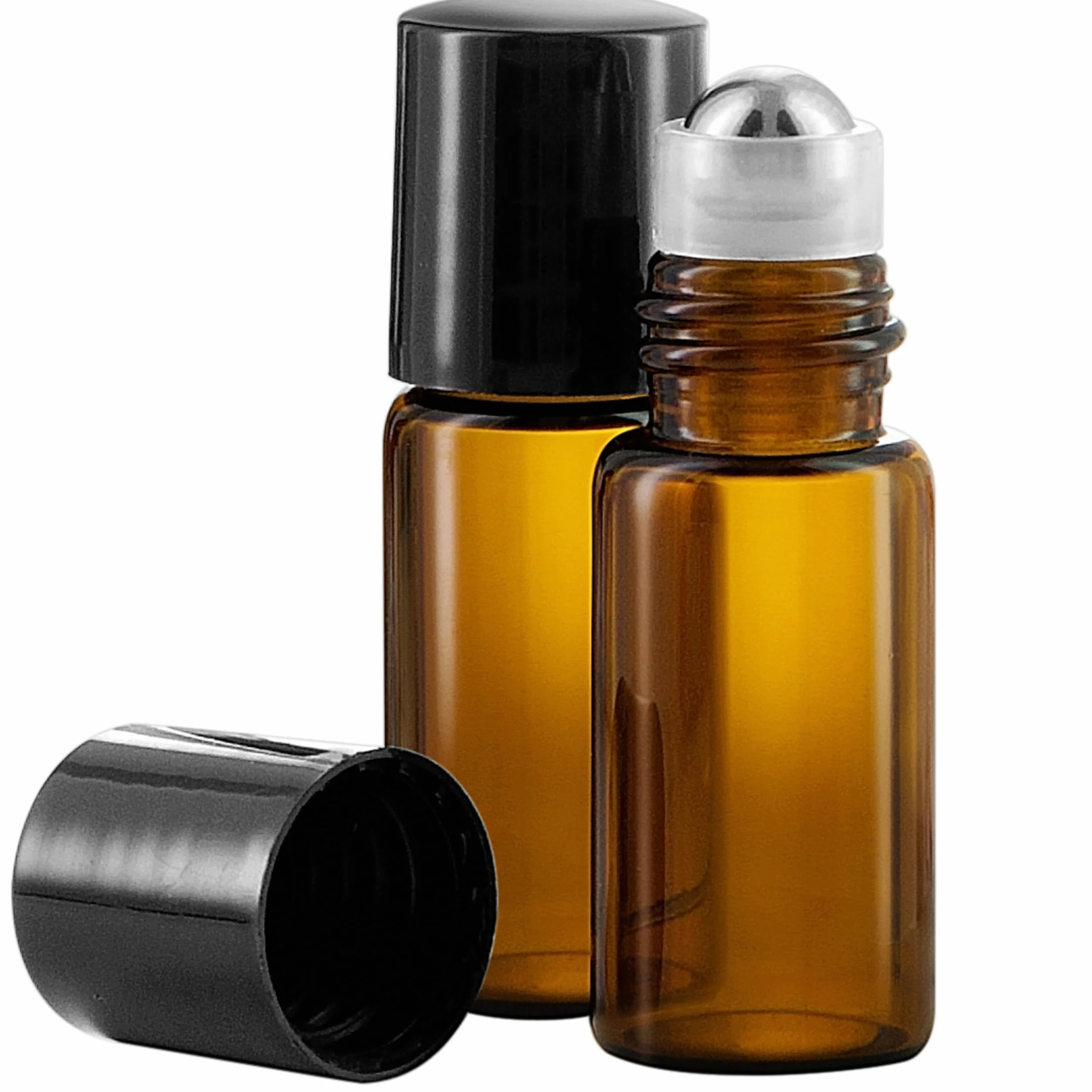 Bottiglie roll on oli essenziali 3ml - 5 confezioni di vetro ambrato riempibile per aromaterapia, profumi o massaggi