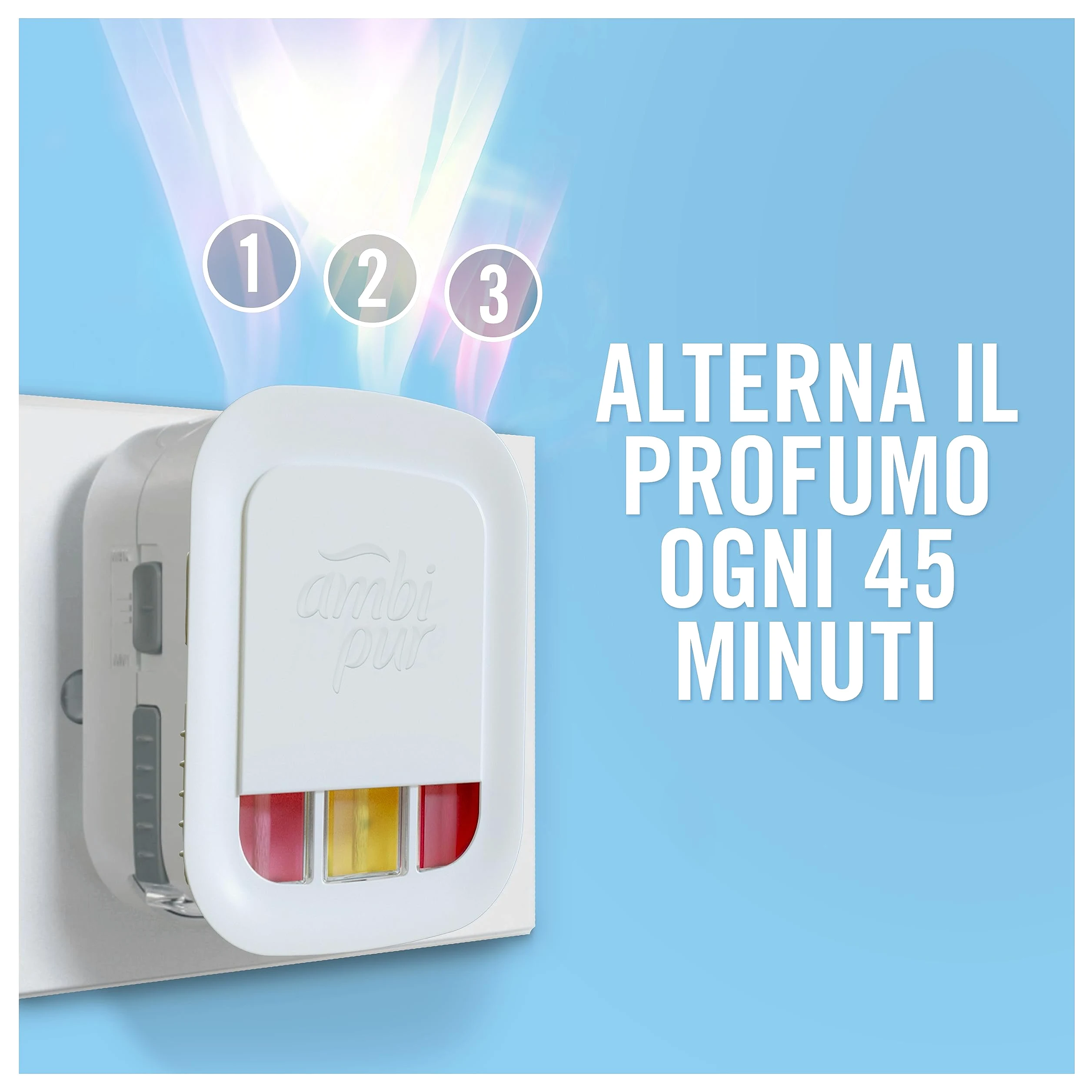 Ambi Pur 3Volution Profumatore per Ambienti, 9 Ricariche per Diffurore Elettrico, Fragranza Dolomiti, tecnologia Elimina Odori, Fino a 90 Giorni di Profumo per Ricarica