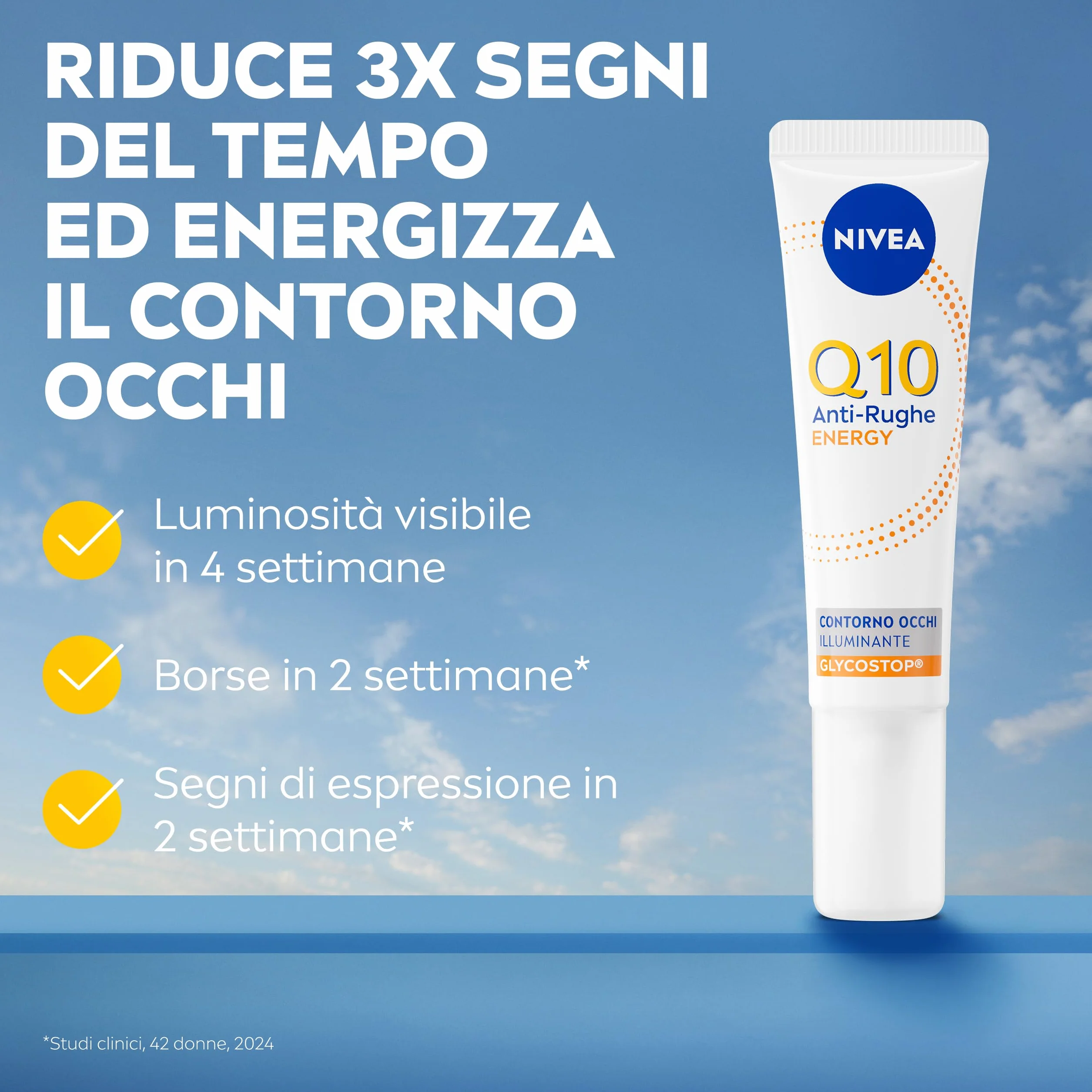 NIVEA Q10 Anti-Rughe Contorno Occhi Illuminante 15 ml Coenzima Q10 Vitamina C Glycostop