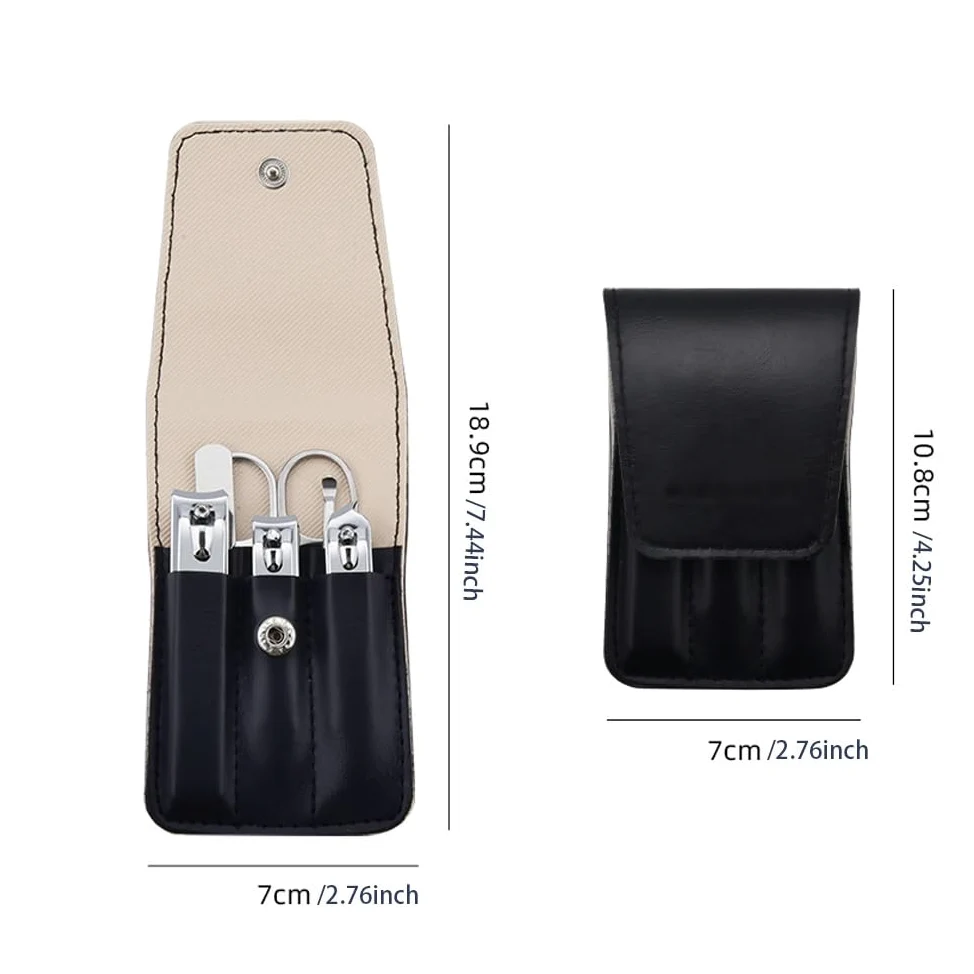 Tagliaunghie Tagliaunghie in Acciaio Inossidabile, Set tagliaunghie, tagliaunghie dei Piedi e Set Manicure in Pelle PU, Idee Regalo (6 Pezzi) Kit per Unghie(Black)