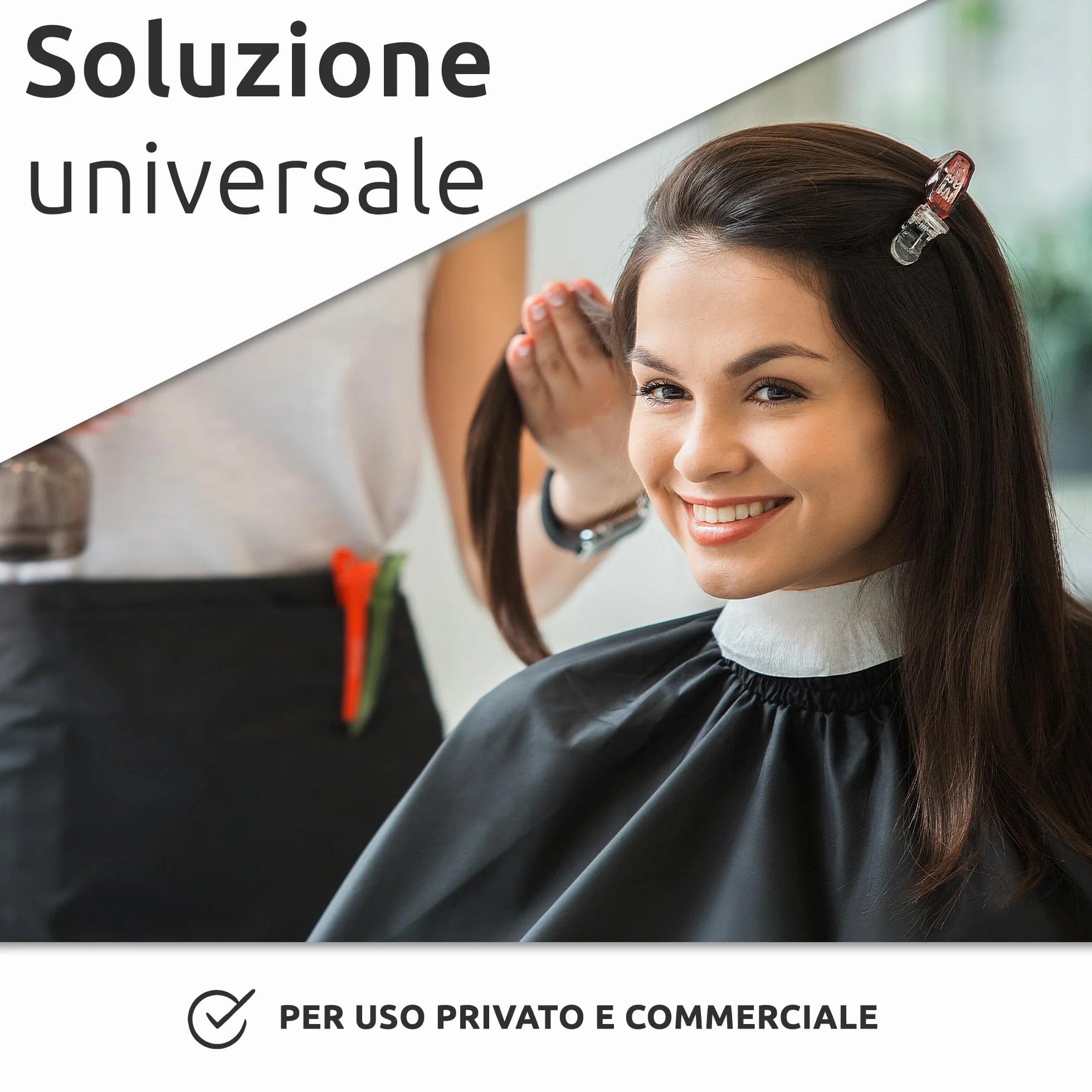 ECENCE Mantella Parrucchieri con chiusura a gancio Nero, 150x120cm, Mantella Barbiere Mantella Taglio Capelli professionale, idrorepellente