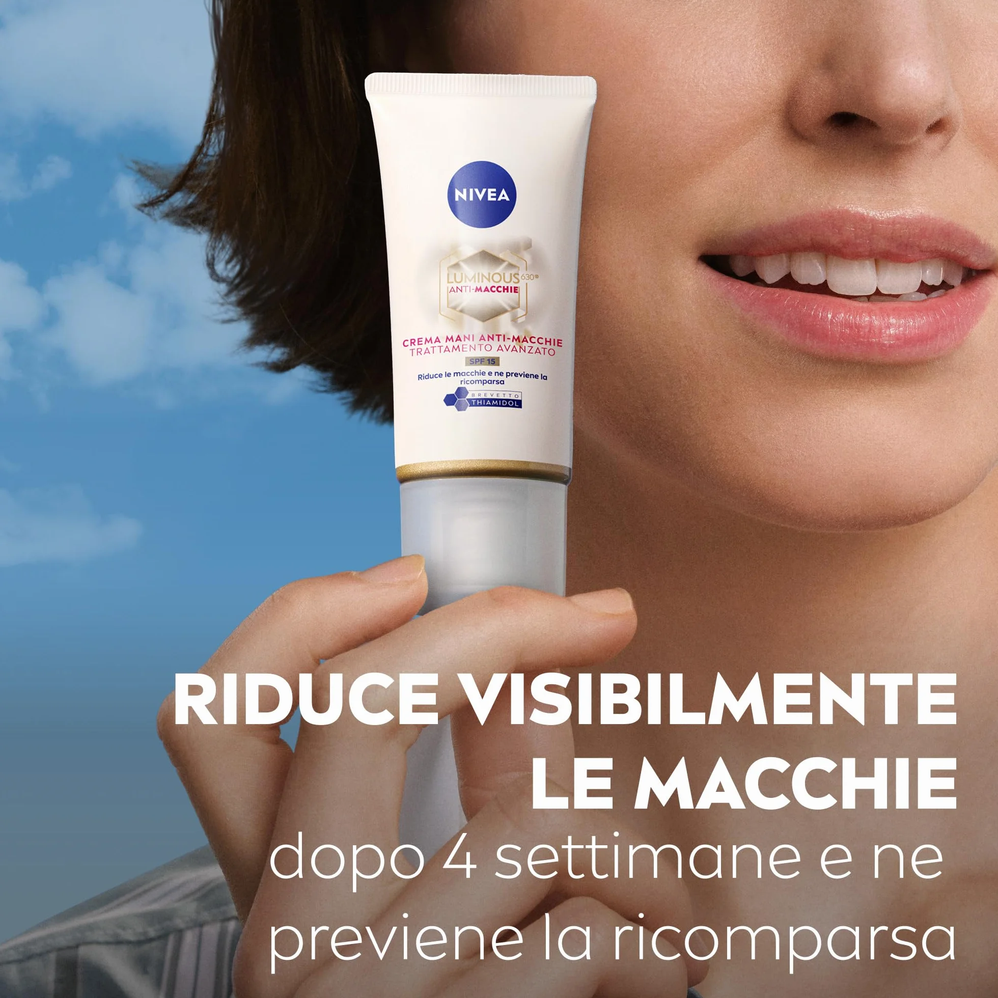 NIVEA Luminous630 Anti-Macchie Crema Mani Trattamento Avanzato SPF 15, 50 ml, Crema mani antiage e antimacchie, con Acido Ialuronico e Thiamidol brevettato, per mani secche e screpolate