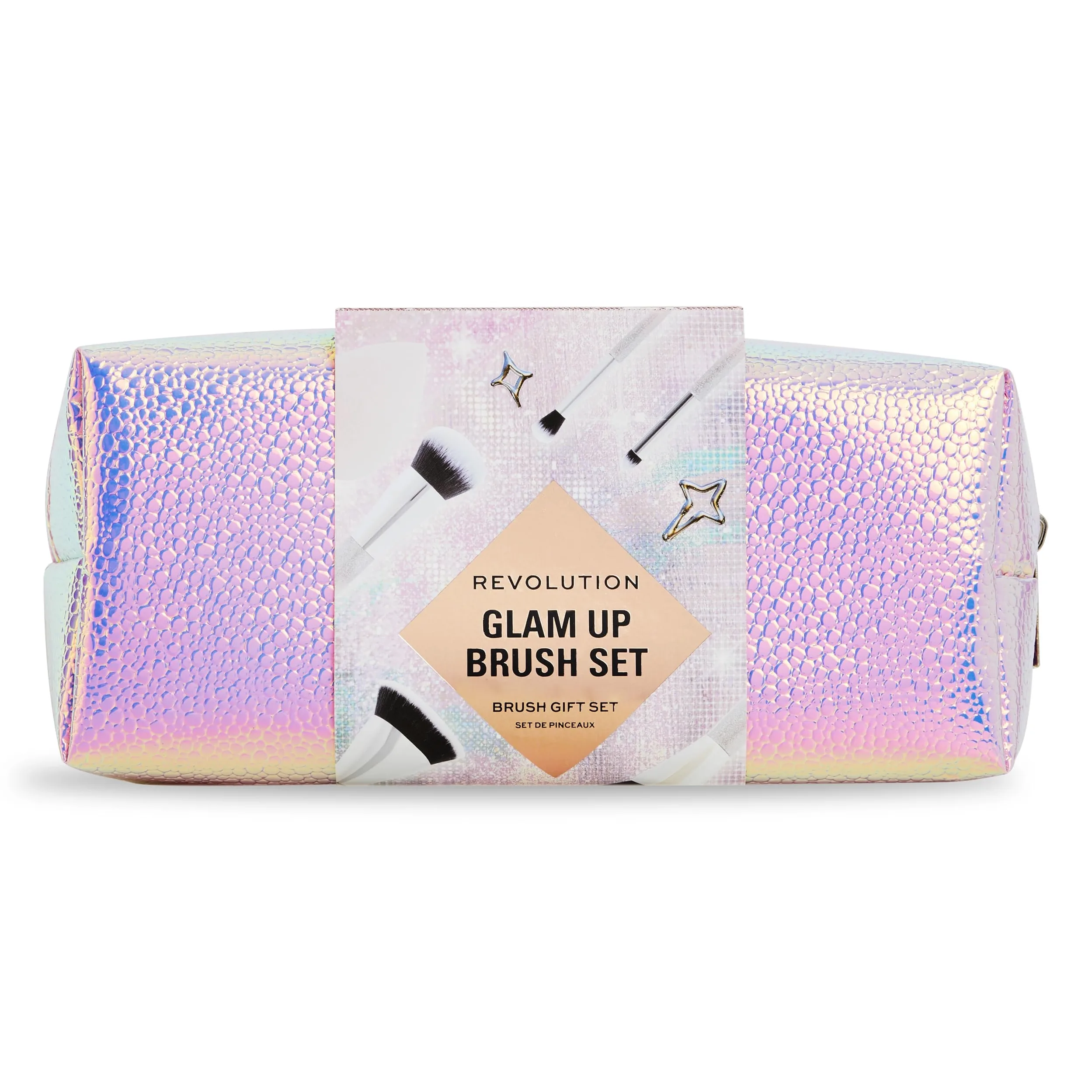 Revolution Beauty Set Pennelli Glam Up, 7 Pezzi per Occhi, Viso & Guance con Pochette, Vegano & Senza Crudeltà