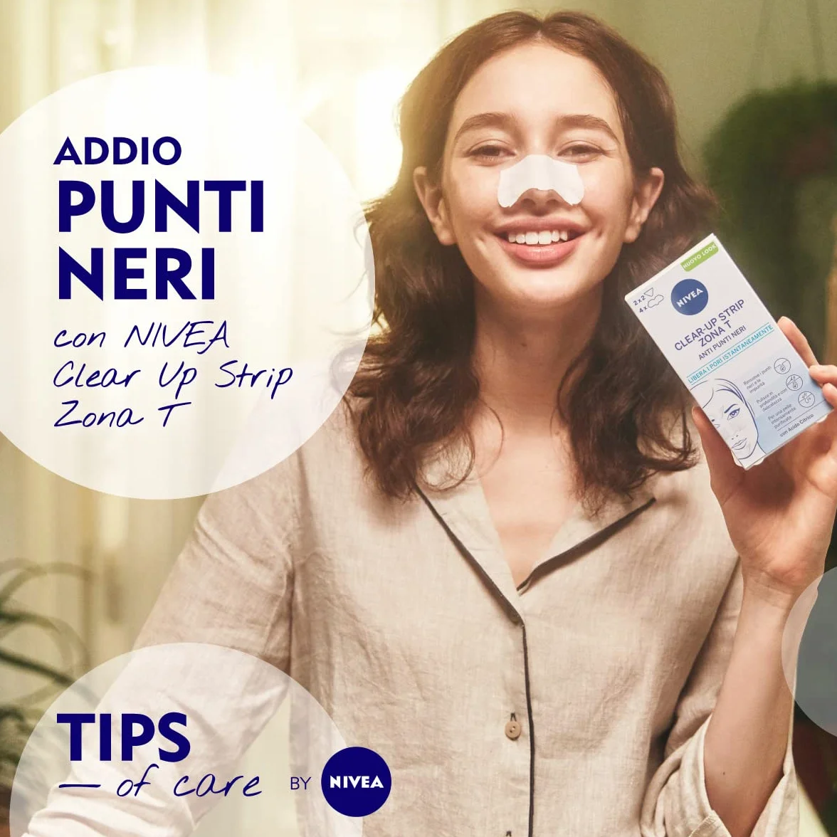 Nivea Clear-Up Strips Zona T 6 pz, Cerotti Punti neri, Anti Imperfezioni, per la Pulizia Viso