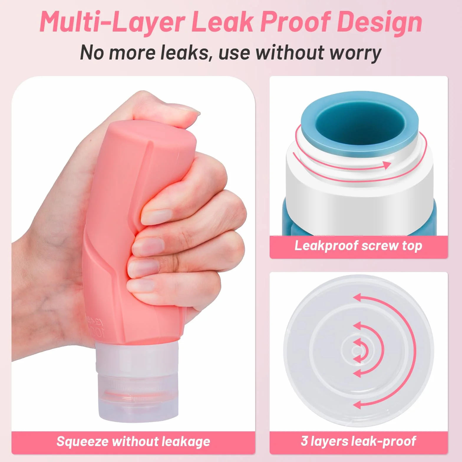Alyvisun 4 Pezzi Flaconi da Viaggio in Silicone Ricaricabili 100ml per Shampoo, Lozione, Cosmetici