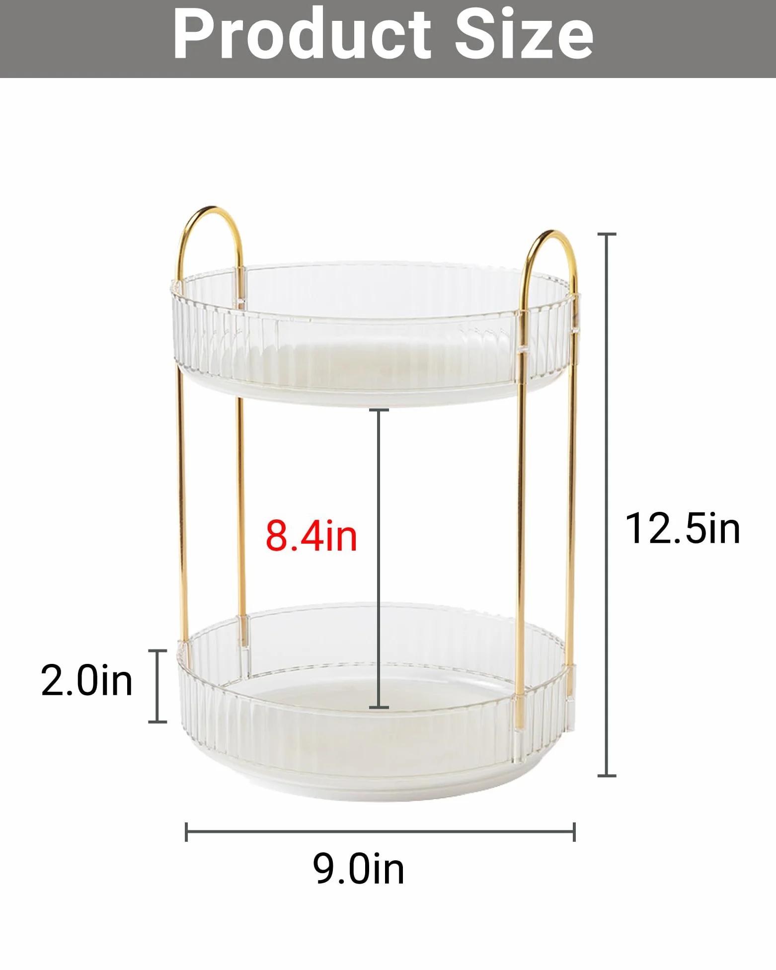 Asayuee Organizzatore per trucchi rotante a 360 gradi, organizer per trucchi a 2 livelli di grande capacità, organizer per cosmetici per la cura della pelle, organizer per cosmetici da bagno