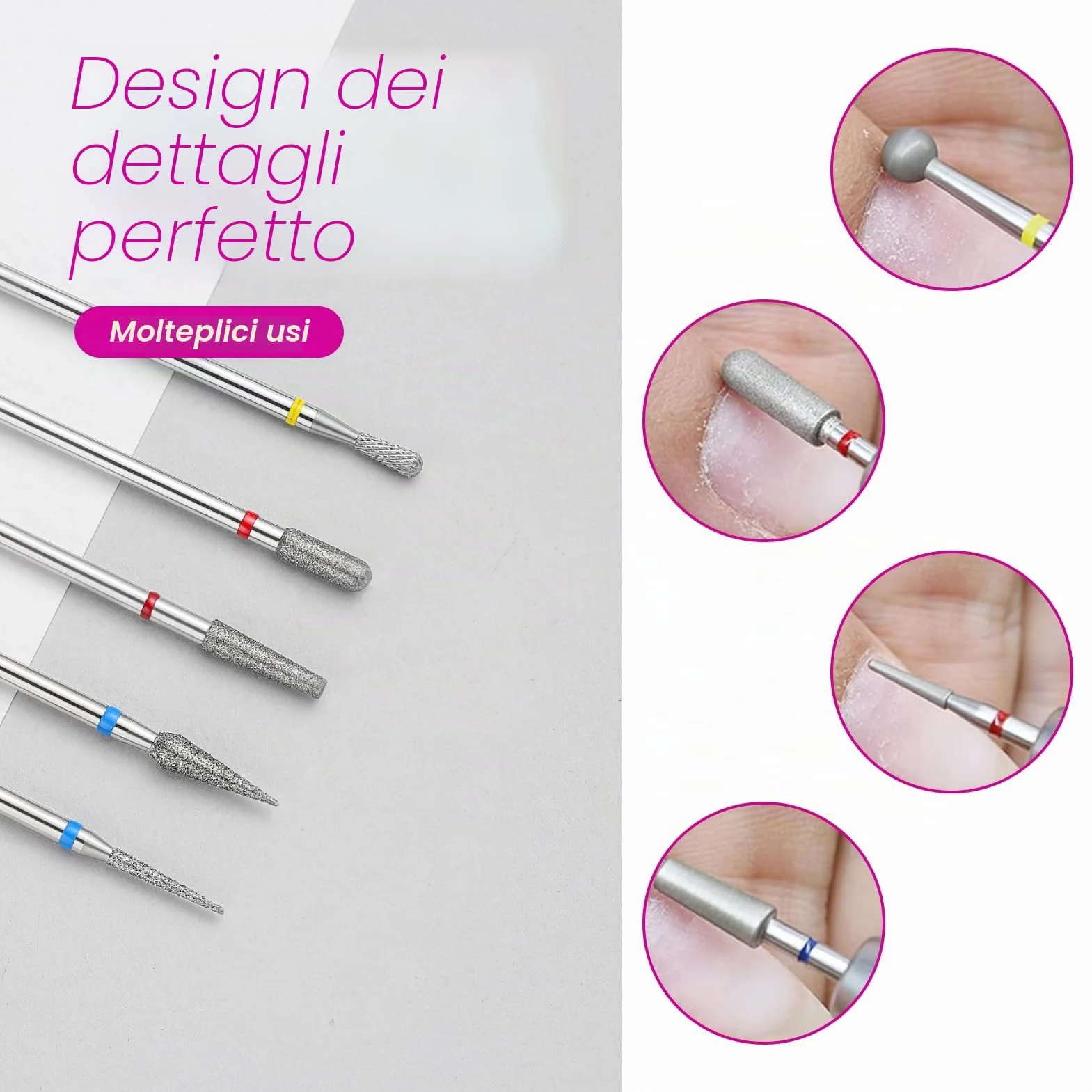 Punte Fresa Unghie per Fresa Manicure Elettrica 3/32, Ricambi Rimozione Gel, Strumenti Manicure