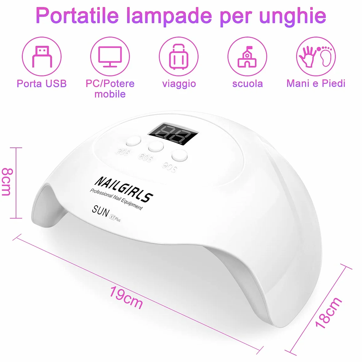 NAILGIRLS Lampada LED UV 36W Asciuga Unghie Professionale con 3 Timer e Sensori Automatici