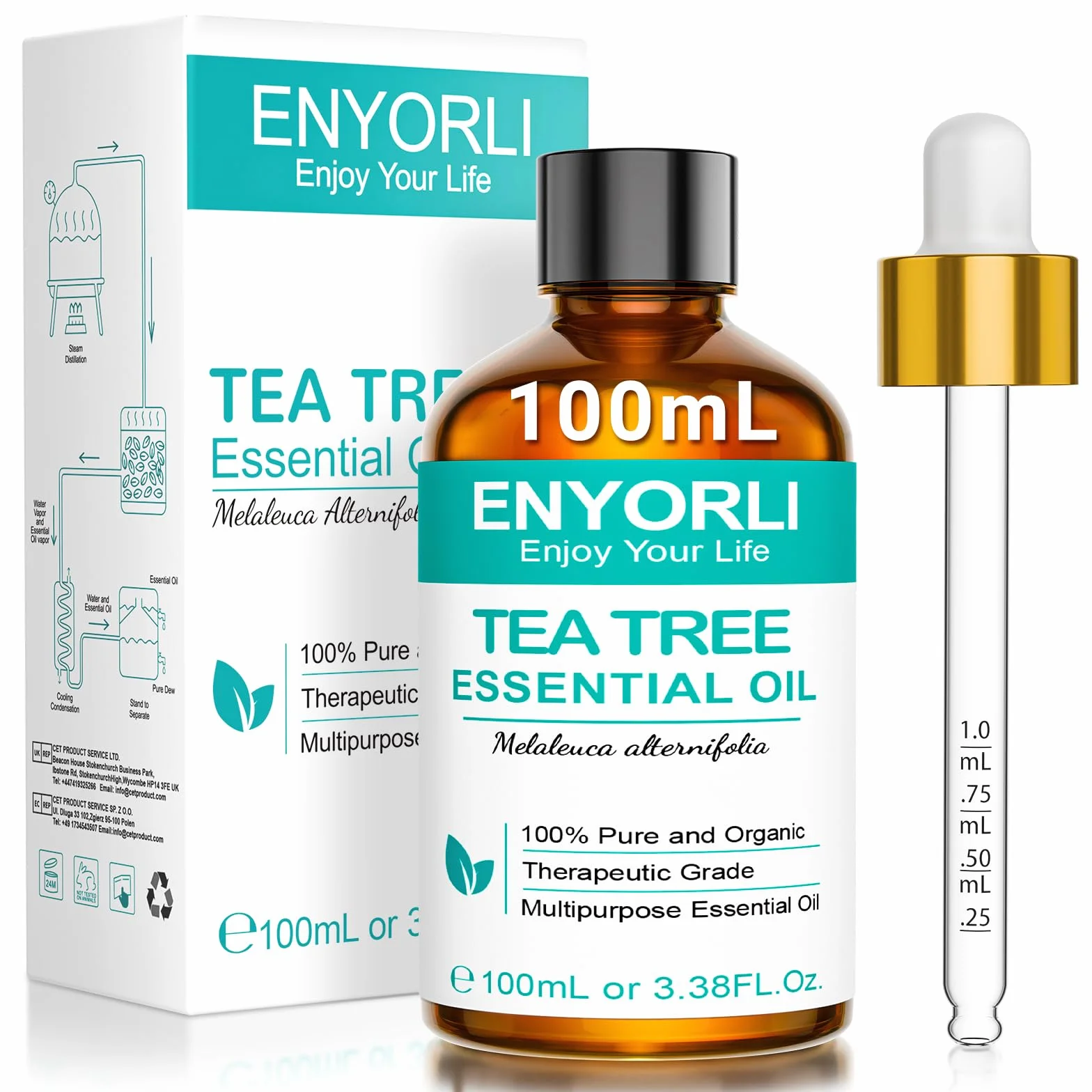 Tea Tree Olio Essenziale 100mL Naturale per Pelle Viso Capelli Unghie Aromaterapia