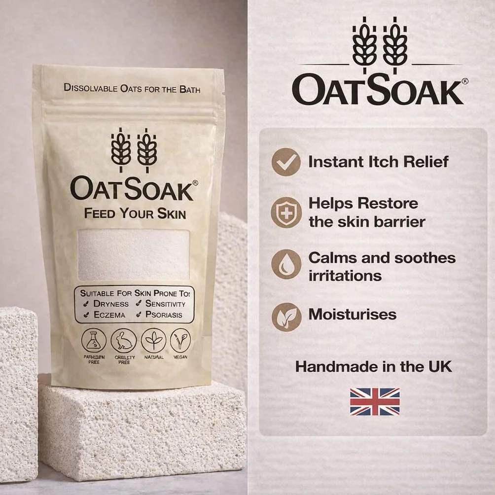 OatSoak - Avena colloidale da 100 g, sollievo dalla varicella, bagno lenitivo per prurito, psoriasi, eczema, varicella e scottature solari, cura della pelle naturale