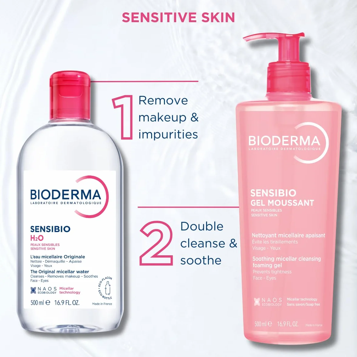 BIODERMA Sensibio H2O Acqua Micellare Detergente Struccante 500 ml Pelle Sensibile