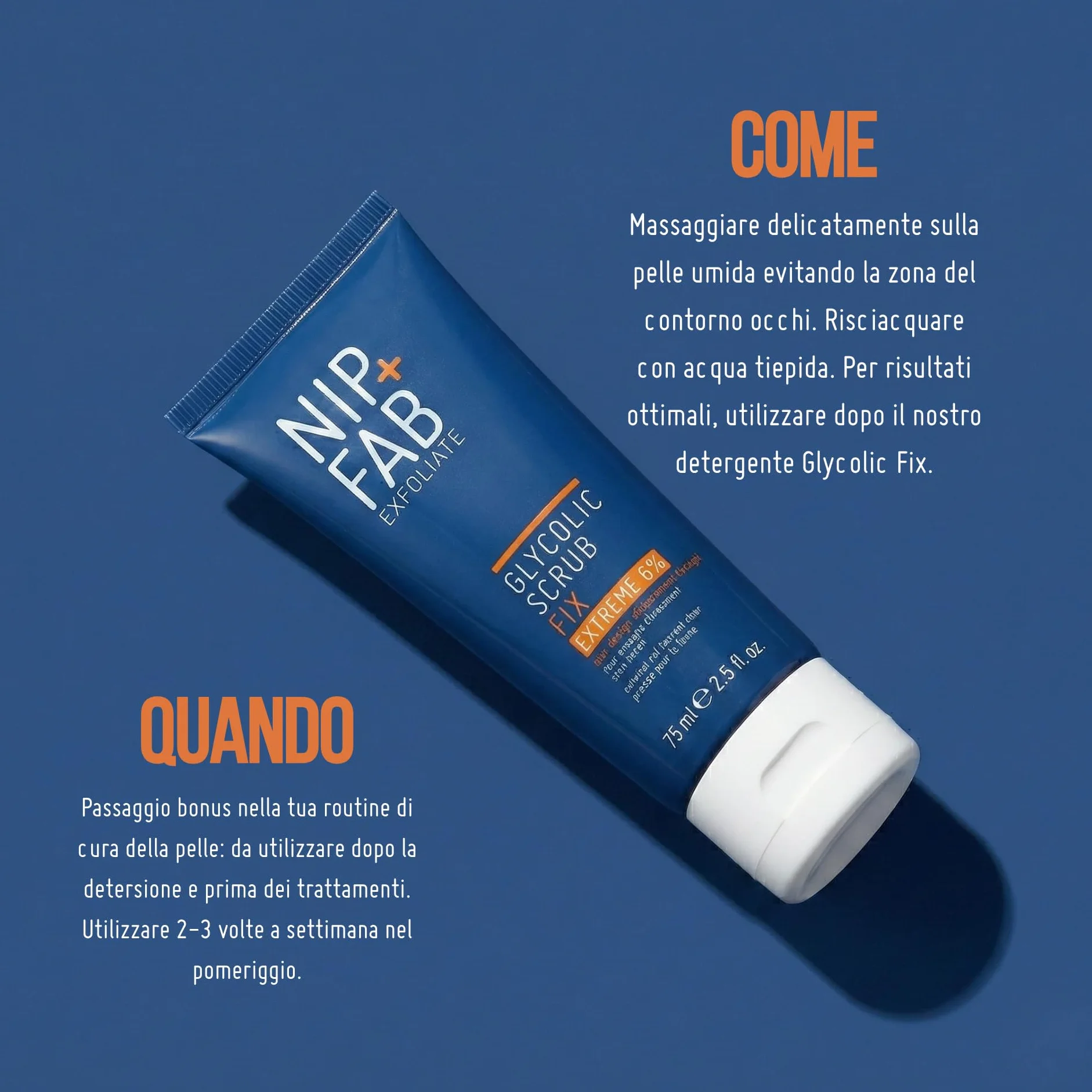 Nip + Fab Glycolic Fix Scrub Estremo – Peeling Viso con 6% Acido Glicolico – Peeling 3-in-1 AHA/BHA per Minimizzare i Pori e Levigare la Pelle, 75 ml