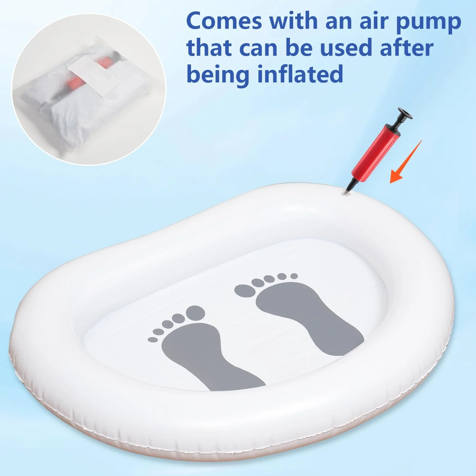 Pediluvio Gonfiabile per Piscina, Vaschetta Lavapiedi per Piscina, Bacinella Gonfiabile per Pediluvio Portatile con Pompa dell'aria, Accessori per Scale di Ingresso Piscina, Piagge (A)