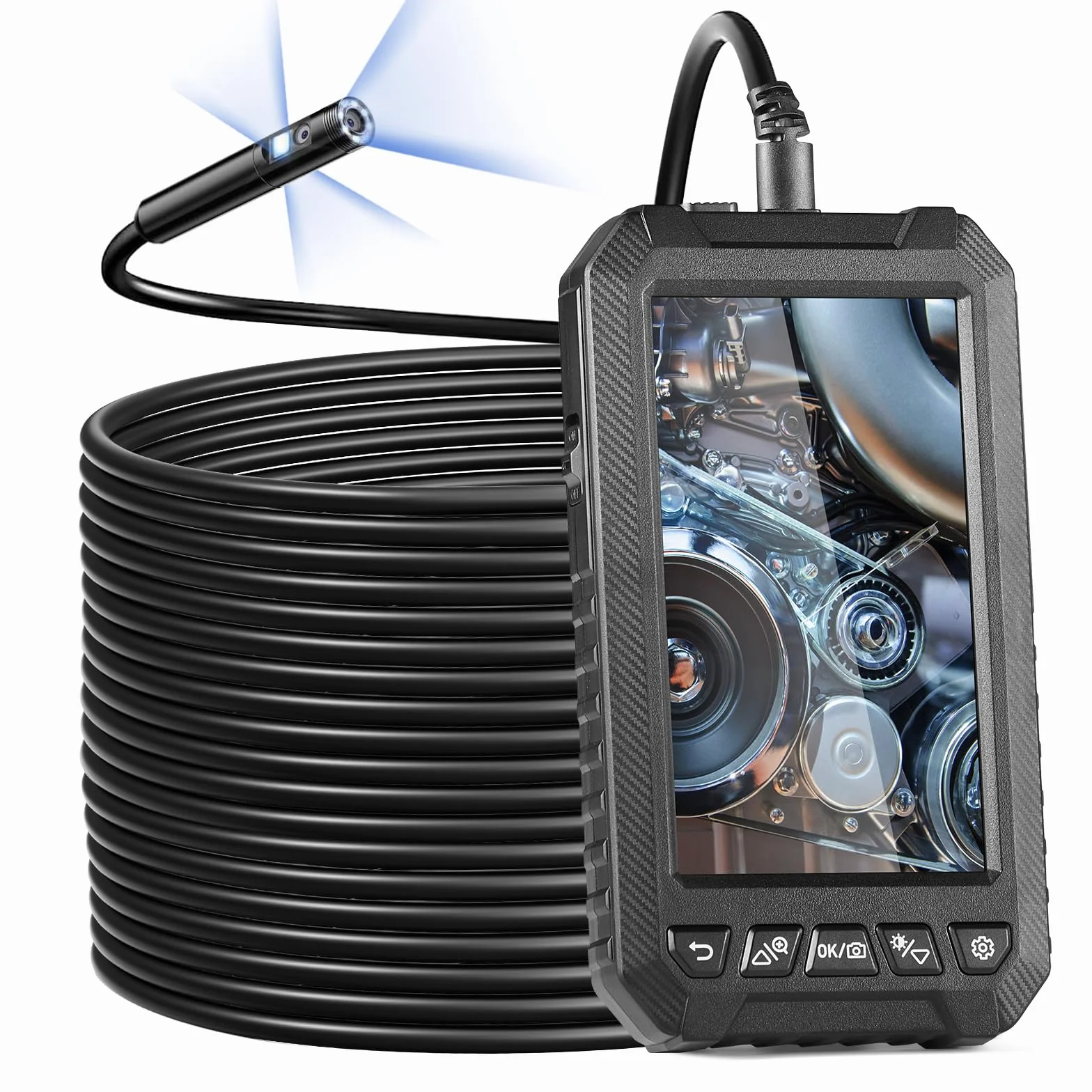 VEVOR Telecamera Endoscopica Boroscopio Tripla Lente Cavo 15 m Scheda 32 GB Schermo 127 mm 1080P IP67 Impermeabile Ispezione