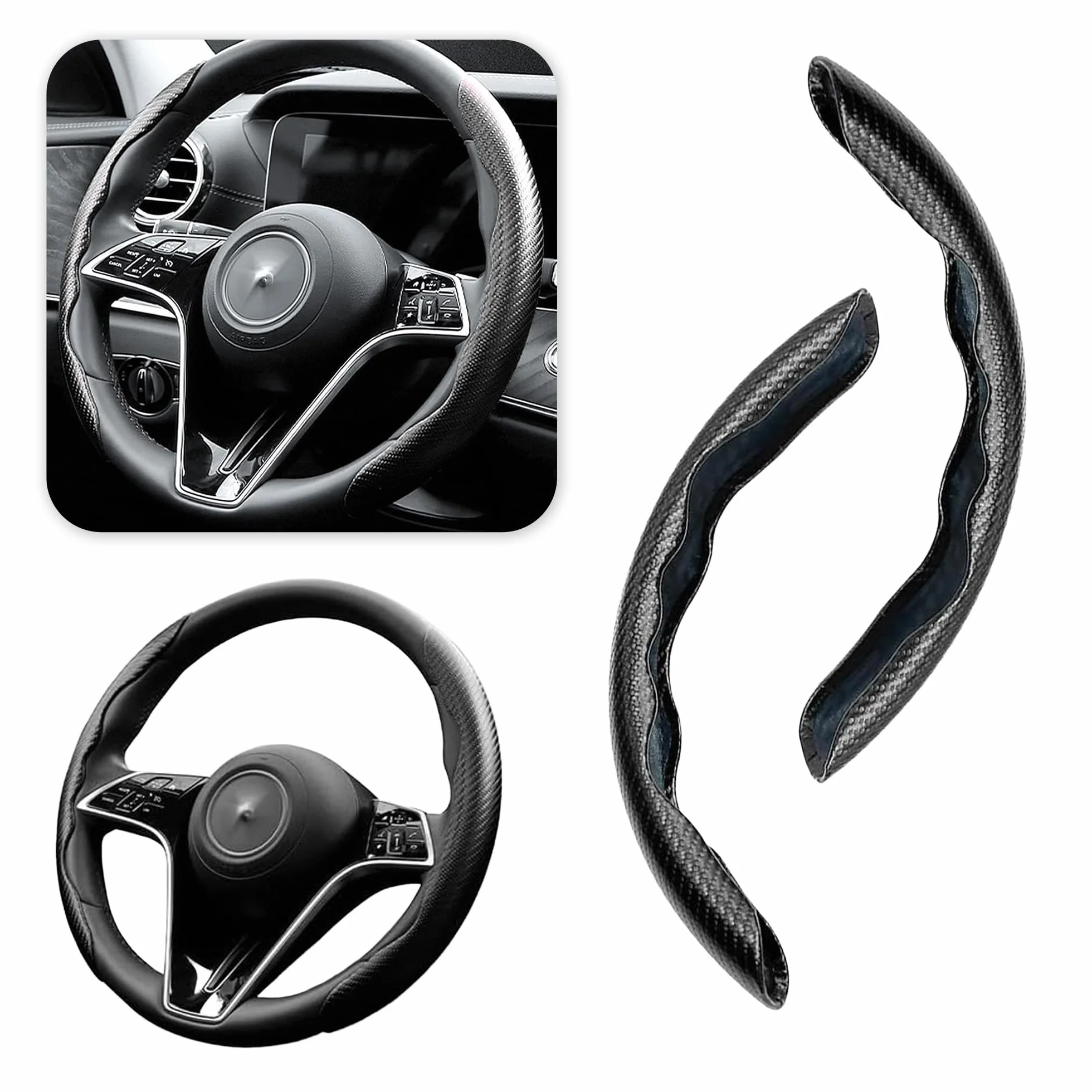 38cm Coprivolante Auto in Fibra di Carbonio, Universale Antiscivolo per Camion SUV (Nero)