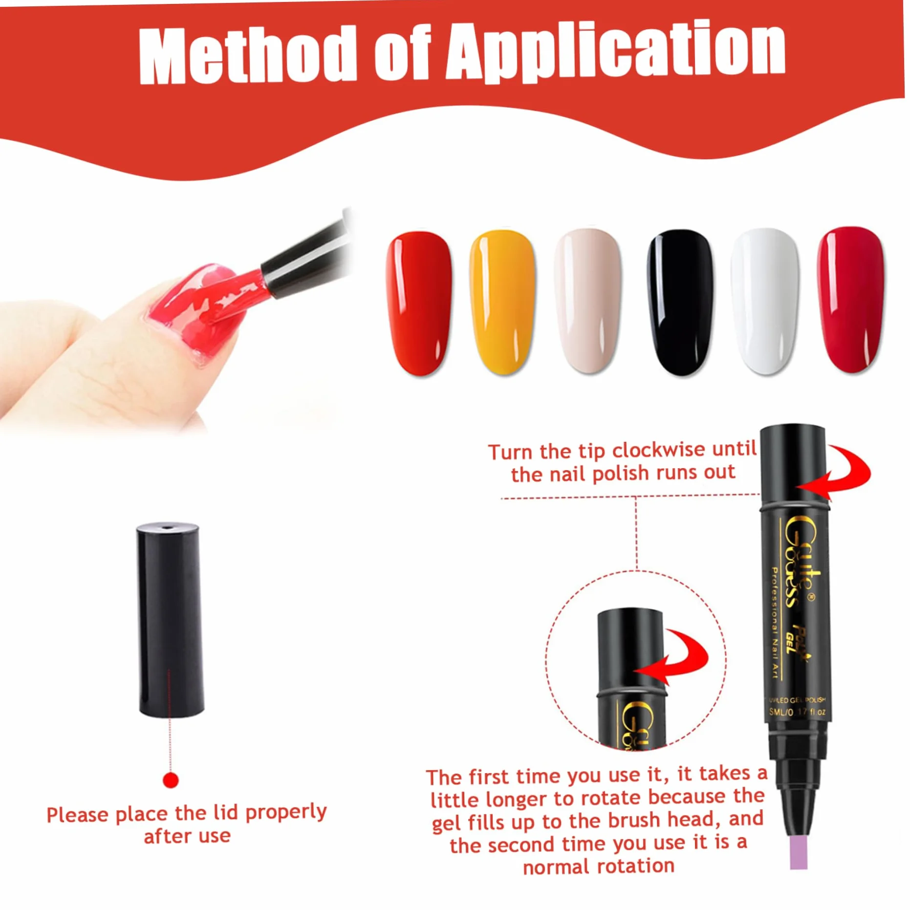 Penna per smalto per unghie, 6 pezzi/set Penna per smalto per unghie, 6 colori 8 ml Set 3 in 1, Penne artistiche per LED UV in un solo passaggio fai-da-te per donne e ragazze, Stile 2 per l'us