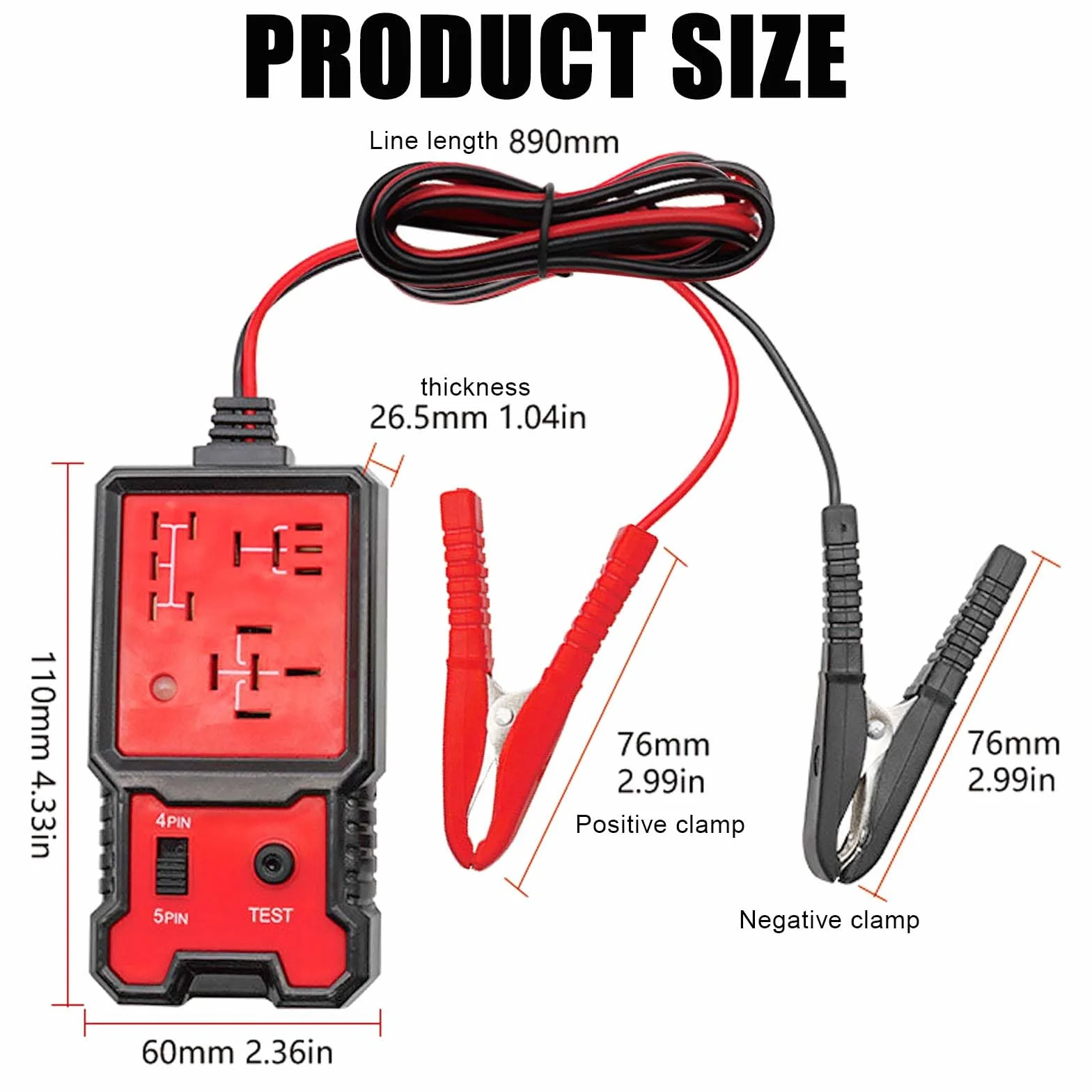 Gomety Tester Per Relè Auto 12/24V Con Pinze, Kit Di Test Portatile, Display LED