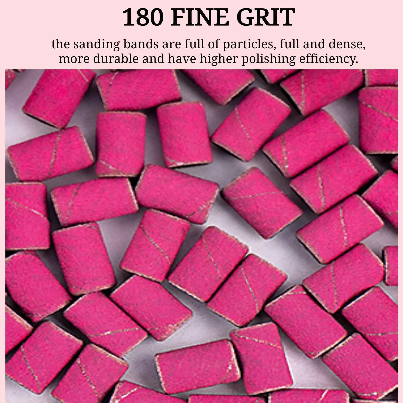 Cilindri Abrasivi Fresa Unghie 100Pz, Grana 180 Bande per Levigatura Unghie Rosa, Bande Levigatrici per Trapano Unghie con 2 Pz Frese 3/32” e Scatola per Accessori Beauty Manicure e Pedicure