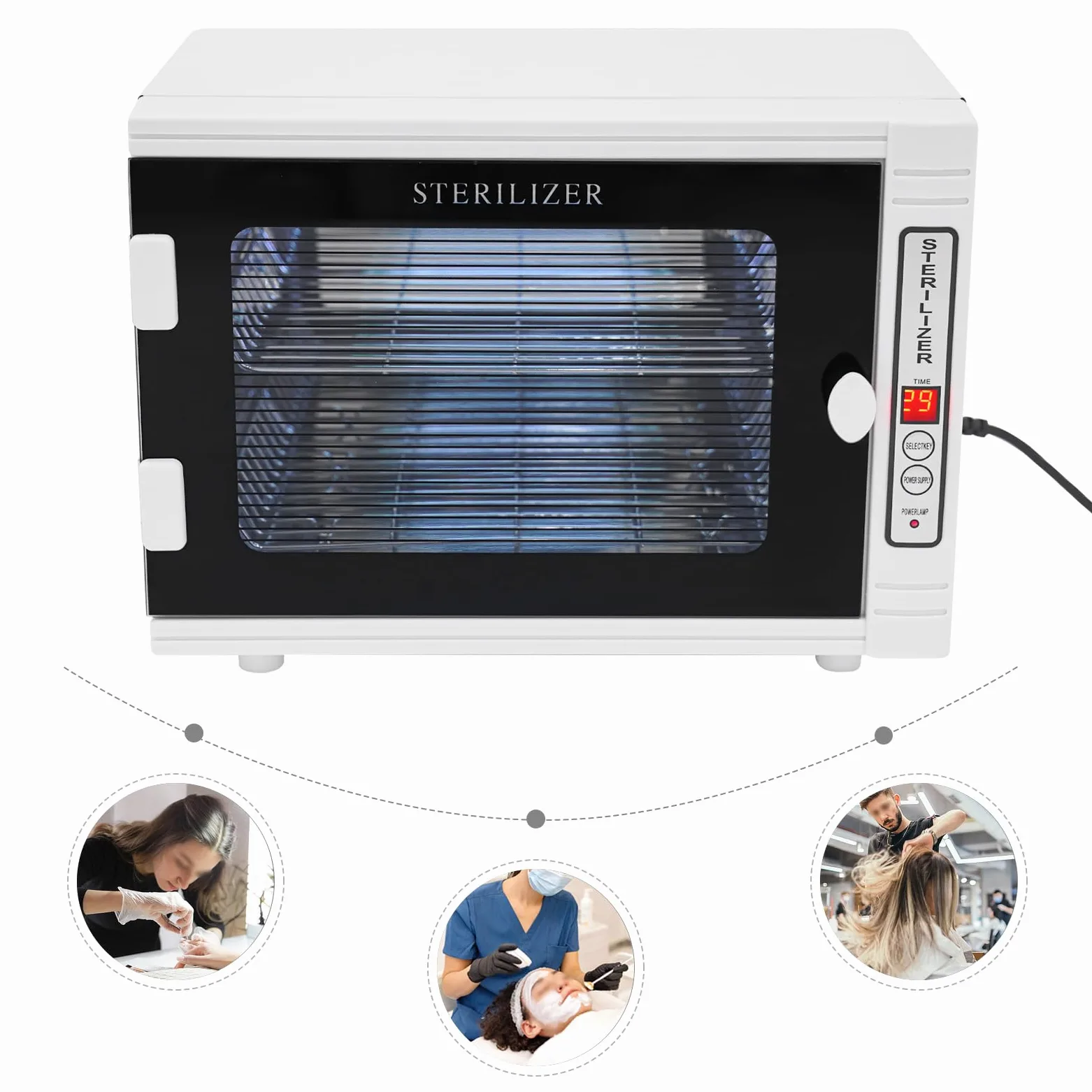 Armadietto disinfettante UV, sterilizzatore per manicure, sterilizzatore UV, sterilizzatore per unghie, ad alta efficienza, sterilizzatore per unghie, con timer per cosmetici, studi di piedi,