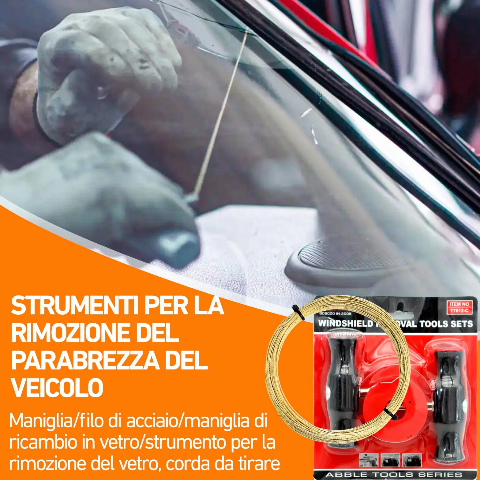 Set di attrezzi rimozione parabrezza con manico e filo di taglio universale