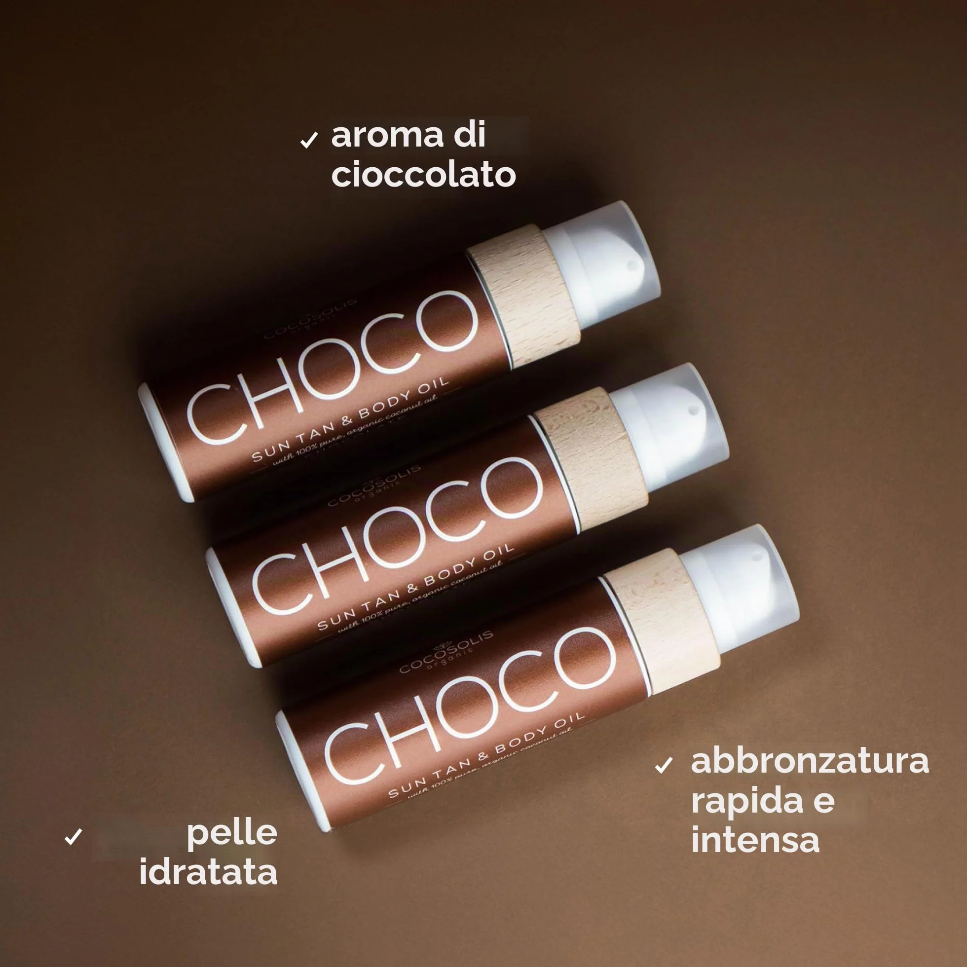 COCOSOLIS CHOCO-Acceleratore abbronzante biologico con vitamina E e per rapida abbronzatura intensa–Amplificatore di abbronzatura per un'abbronzatura intensa–Lozione nutriente 110 ml