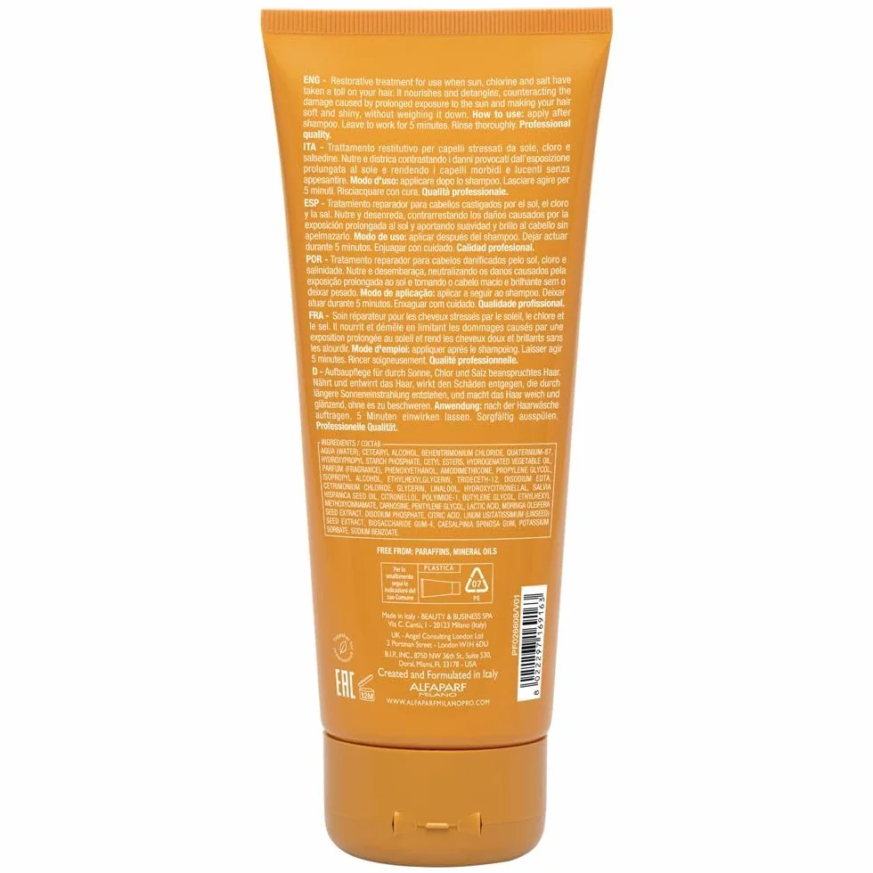 Alfaparf Milano| Semi di Lino Sunshine|After-Sun Treatment - Trattamento restitutivo per capelli stressati da sole, cloro e salsedine, 200ml