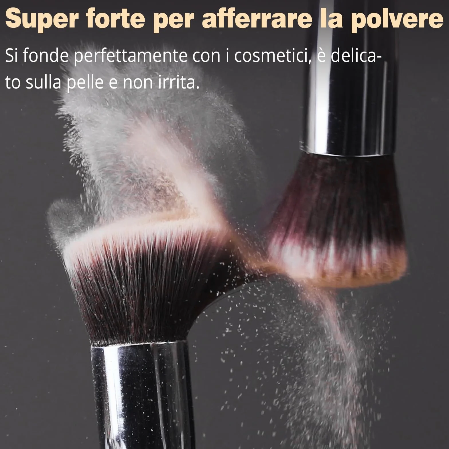 BEAKEY Set Pennelli Trucco Premium Synthetic 10+2 Pezzi Nero Argento Spugnetta Blender Beauty