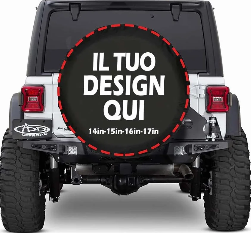 Ecopelle Copriruota di Scorta Personalizzato su Misura con Foto Testo Logo 15 inch