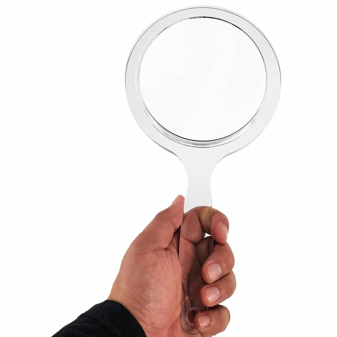 1 pezzo Specchio portatile con manico, specchio a mano a doppia faccia, specchio d'ingrandimento, specchio per il trucco portatile,uso domestico e da viaggio, trucco quotidiano per donne