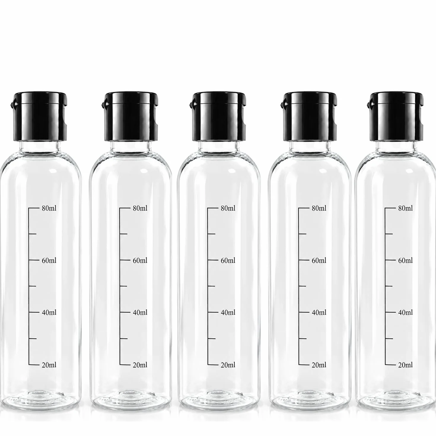 bottiglie da viaggio da 100 ml di plastica vuote,5 PCS flaconi da viaggio vuoti trasparenti per aereo ,Kit Contenitori Viaggio Liquidi in plastica, flacone trasparente per shampo lozione tonico viso