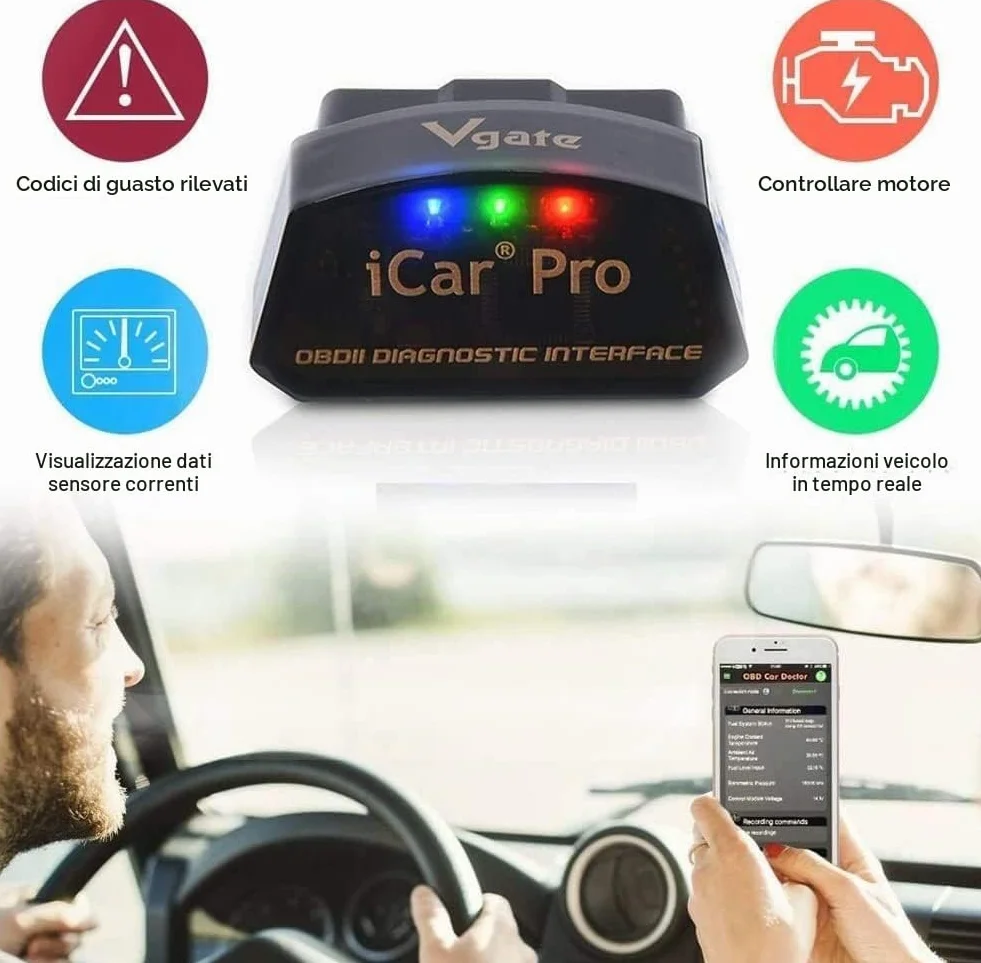 Vgate iCar Pro Bluetooth 4.0 OBD2 Scanner Diagnostico per Auto iOS Android