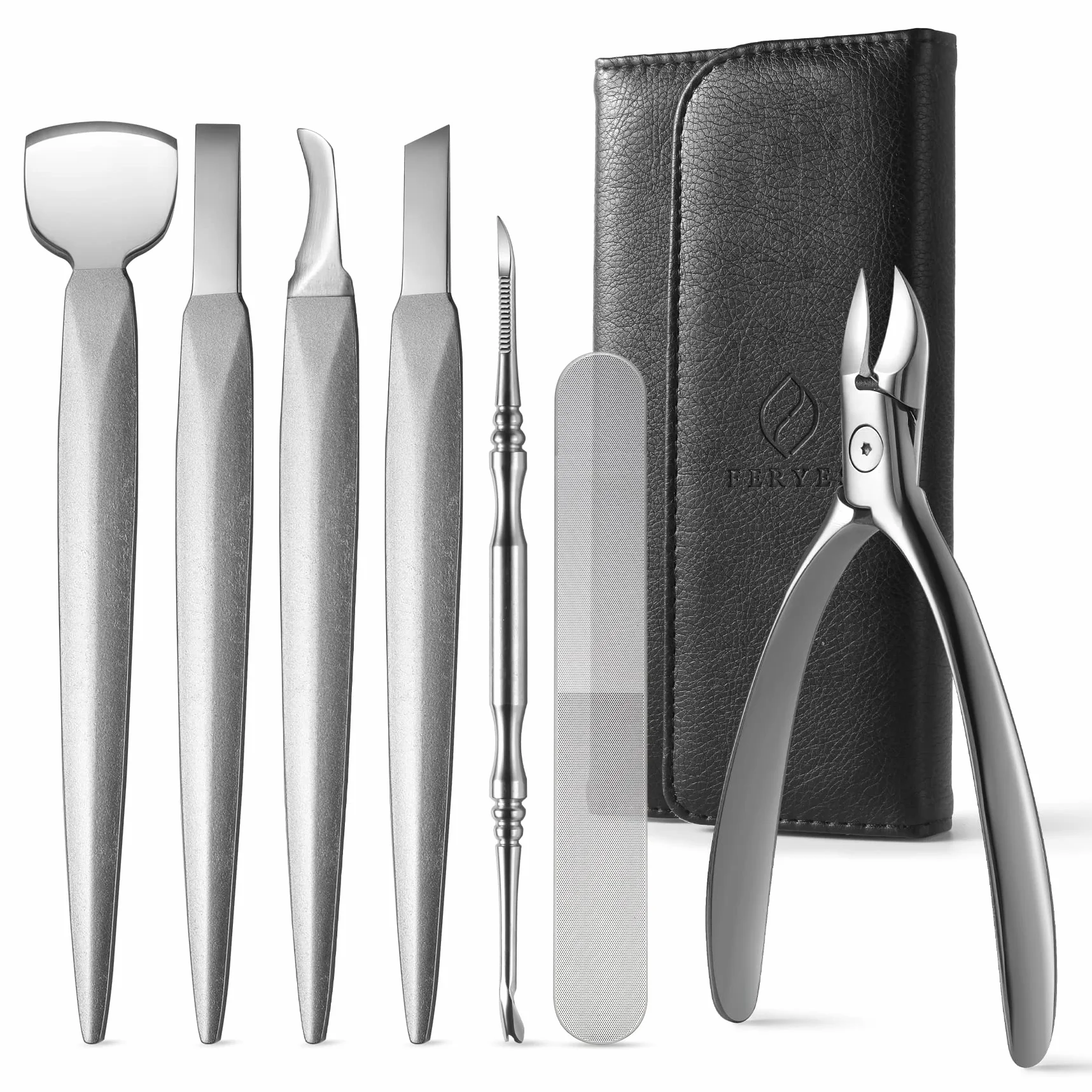 FERYES Kit per unghie incarnite, 7 pezzi di strumenti professionali per pedicure, kit per la toelettatura delle unghie dei piedi, lama del piede di alta qualità, tagliaunghie super affilate