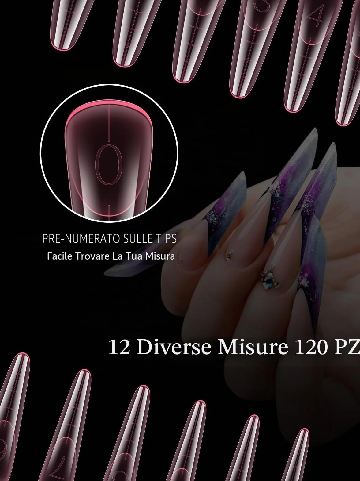 TOROKOM 120 Forme Duali per Gel Poly - Stampini Rosa per Ricostruzione con Gel Estensore - Ideale per Nail Art, Salon e DIY