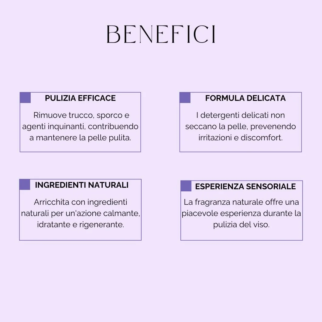Mousse Detergente, Pulizia del Viso Delicata ed Efficace, Doppia Detersione, Struccante, Anti impurità e punti neri, 100ML