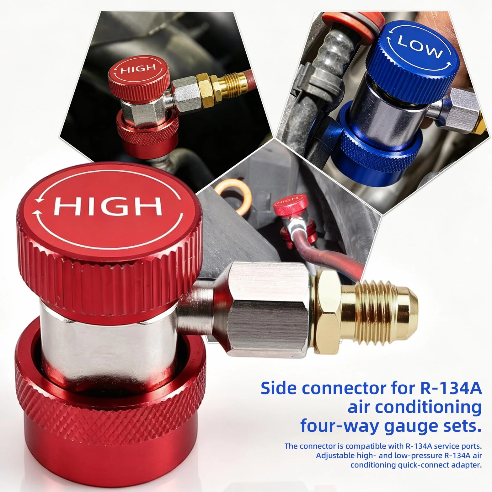 Adattatori Rapidi AC R134 Collettore Refrigerante 1/4" SAE HVAC 2 pcs
