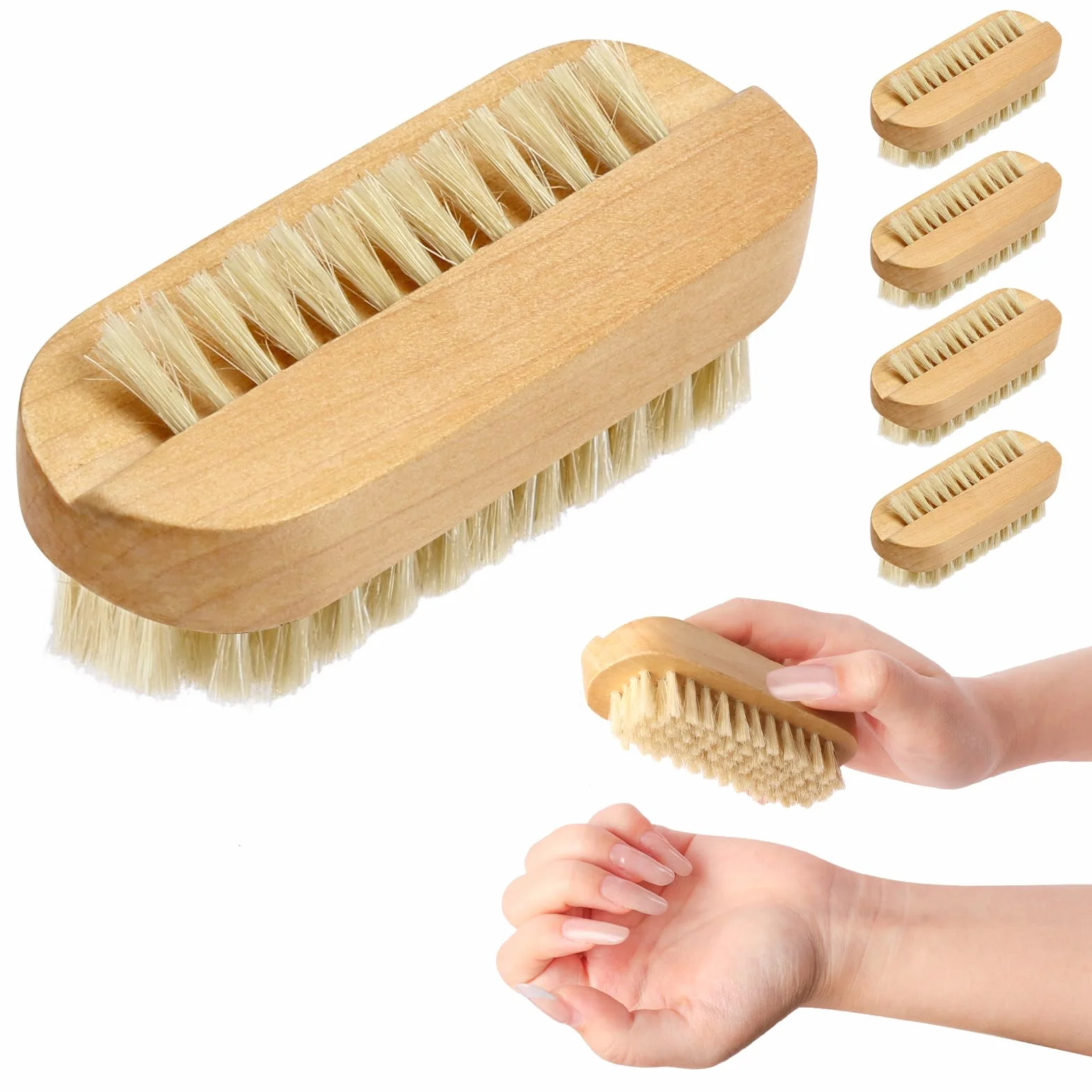 LOPHE Spazzola per Unghie in Legno, 4 pezzi Spazzola per Pulire, Spazzolina Unghie Manicure, Spazzolino Unghie Bambini per Pulizia Delle Unghie