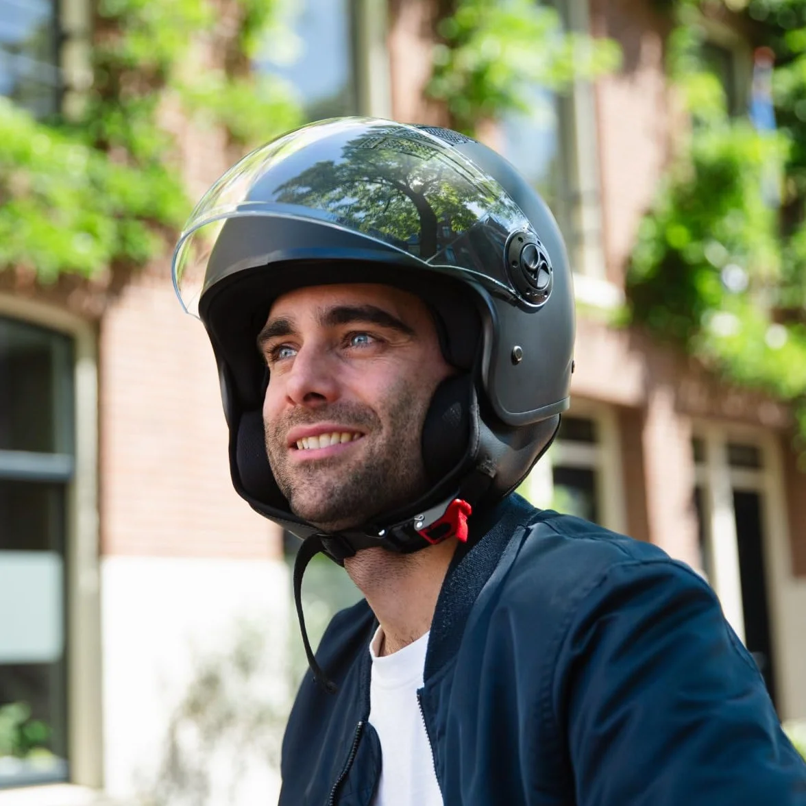 VINZ Como Casco Jet con Visiera ECE 22.06 Certificato per Scooter Moto Vespa Uomo Donna XS-XL