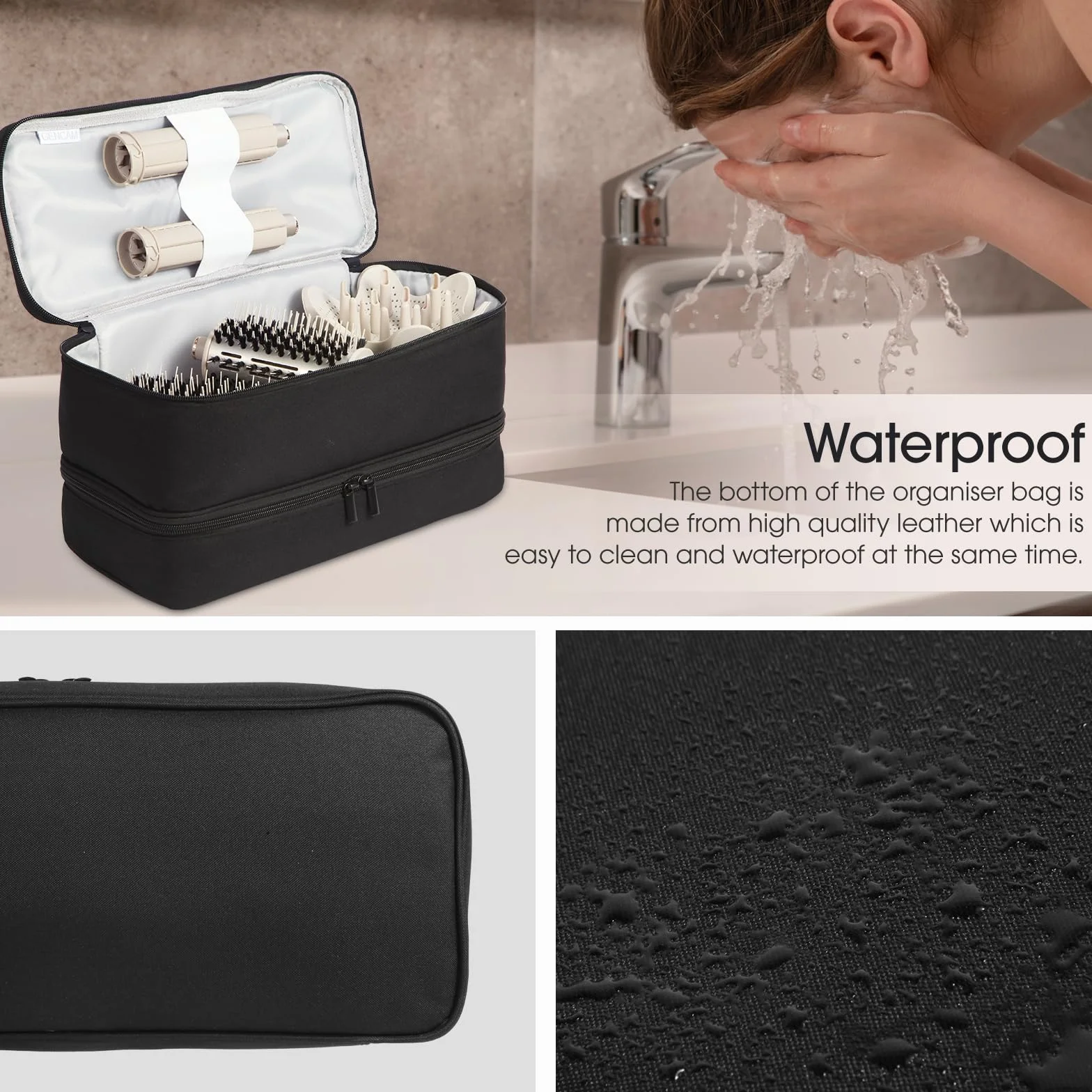 Custodia a doppio strato per Shark Flexstyle, borsa organizer portatile per Shark Flexstyle/Dyson Airwrap Styler e accessori, nero