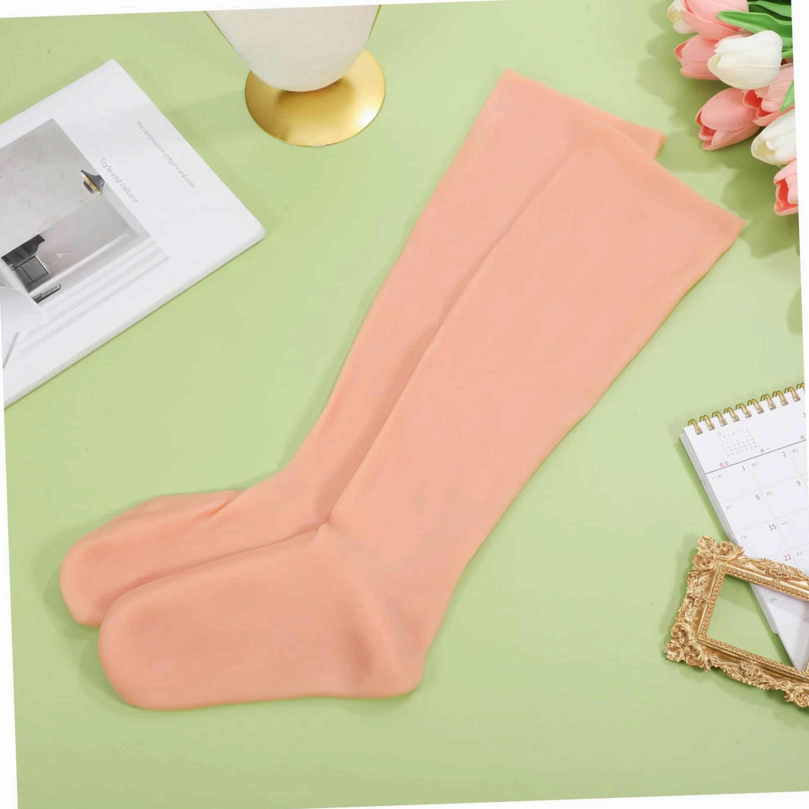 Calze Idratanti per Piedi Lunghe Sebs, 1 Paio, Kaki | Copertura Completa per Dita e Cuticole, Uso su Pelle Secca in Inverno, Elastiche per Donne e Ragazze