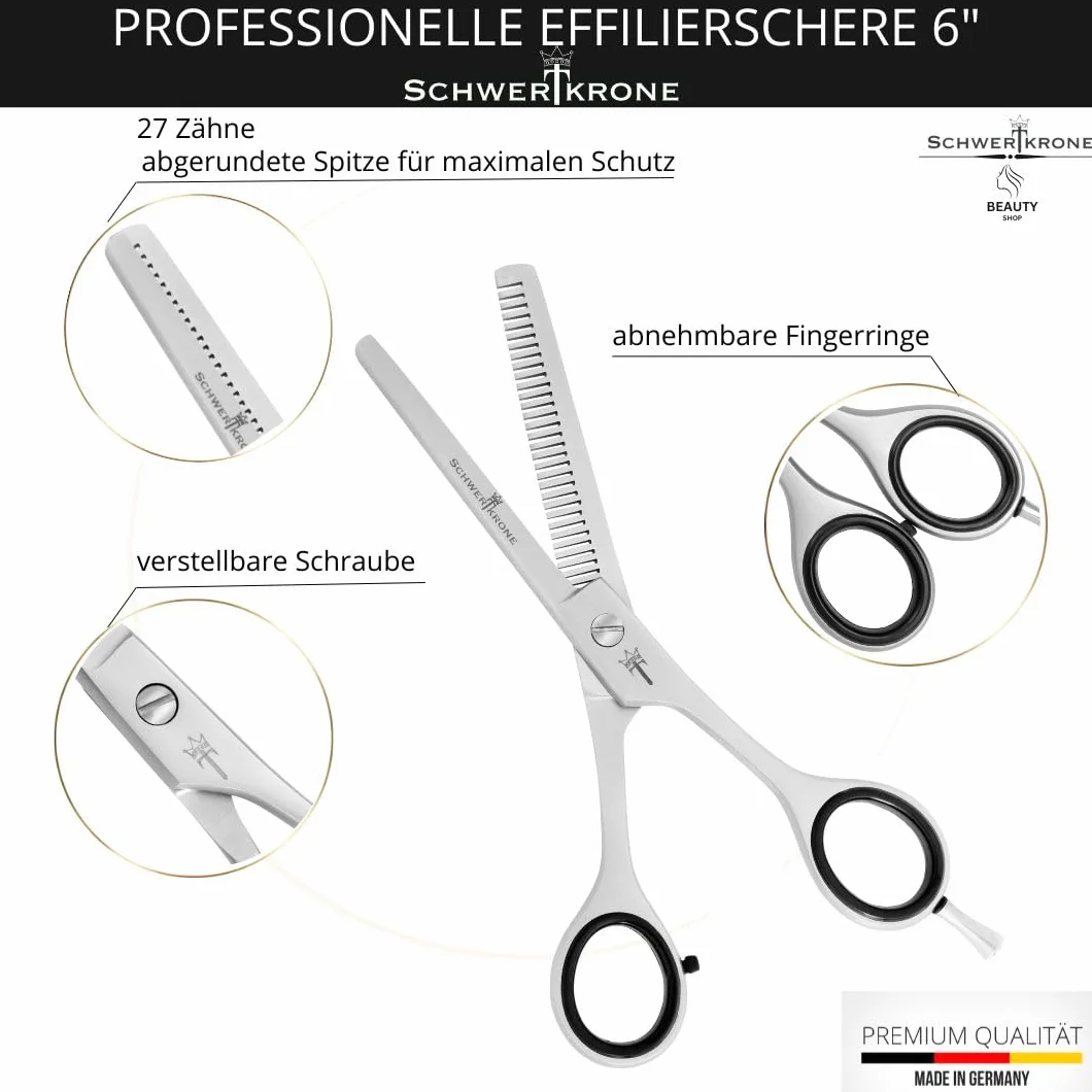 SCHWERTKRONE® Forbici da Modellazione in Acciaio Inox Made in Germany - Forbici Professionali per Parrucchiere e Taglio Capelli