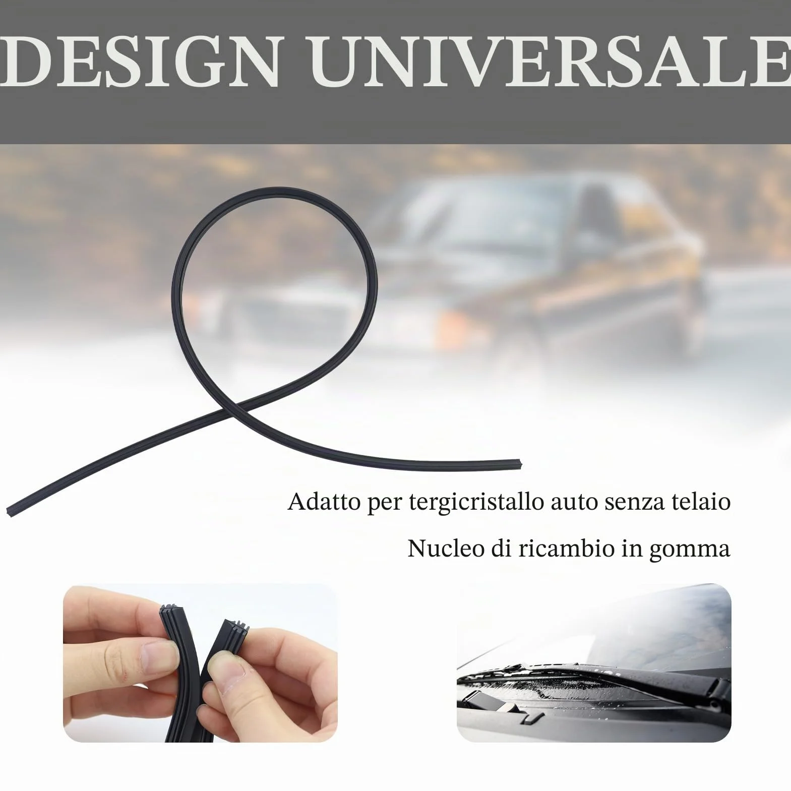Ricambio Gomma Tergicristalli 32 Pollici 800mm Universali Smontabile 4 Pezzi