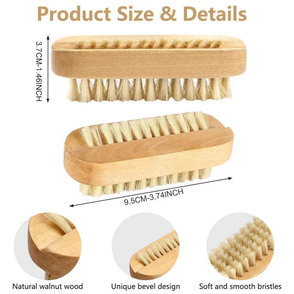 LOPHE Spazzola per Unghie in Legno, 4 pezzi Spazzola per Pulire, Spazzolina Unghie Manicure, Spazzolino Unghie Bambini per Pulizia Delle Unghie