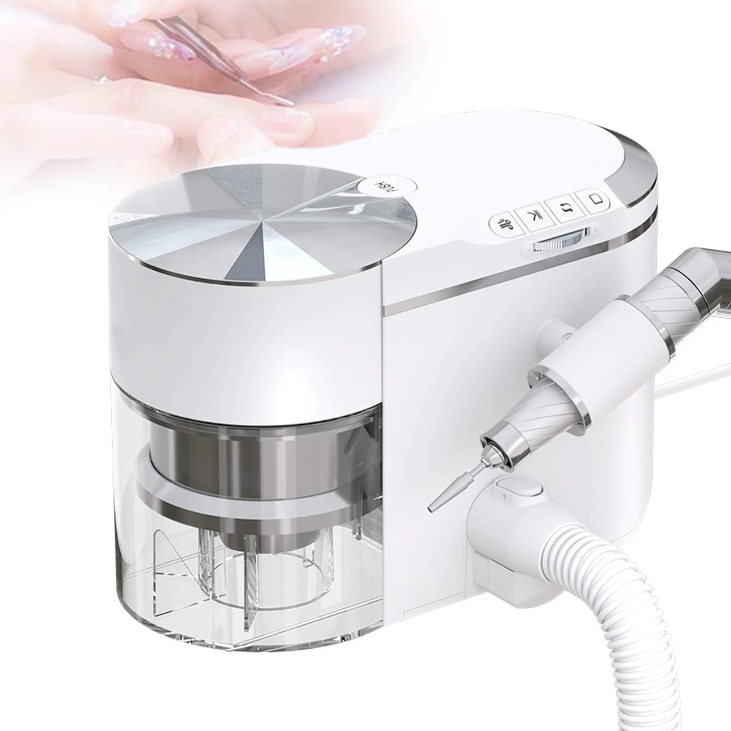 Aspiratore e Fresa Unghie 2-in-1 Professionale, 30.000 Giri/Min Motore Brushless, Silenzioso ≤68dB, Kit Manicure Elettrico per Nail Artist