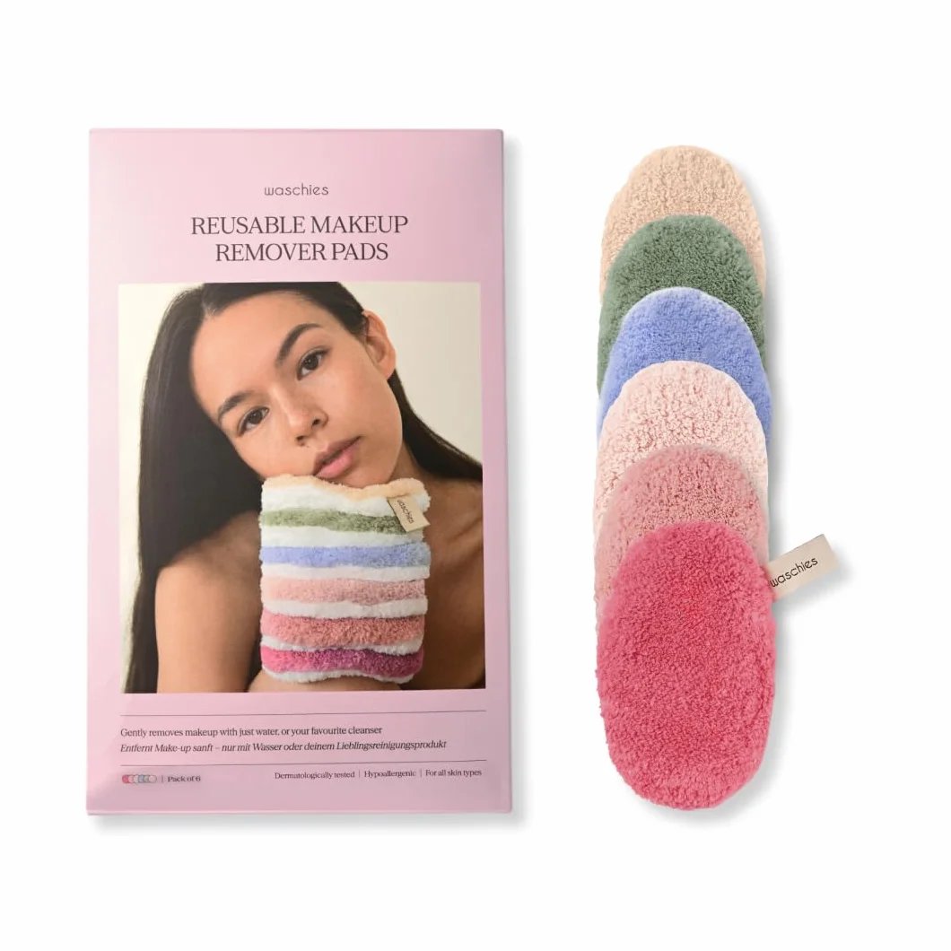 Waschies Dischetti struccanti riutilizzabili e detergenti per il viso, confezione da 6 pezzi, motivo floreale, lavabili, morbidi e ipoallergenici, detergenti delicati per tutti i tipi di pelle