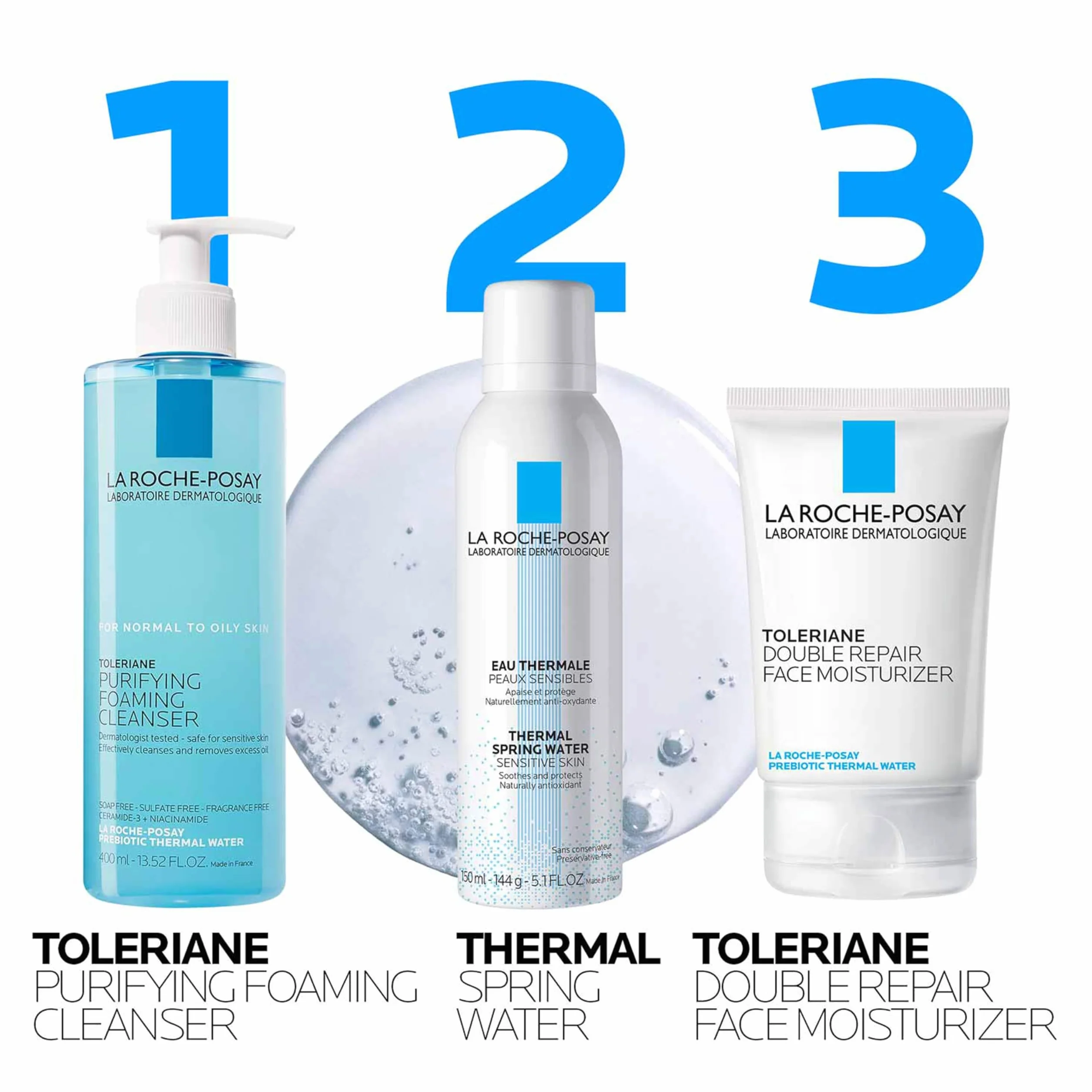 La Roche-Posay Toleriane, Gel Detergente Schiumogeno a Doppia Azione, Adatta a Pelli Sensibili, Elimina Impurità e Sebo, Pelle Morbida e Idratata, Formula con Tensioattivi Delicati e Glicerina, 400 ML